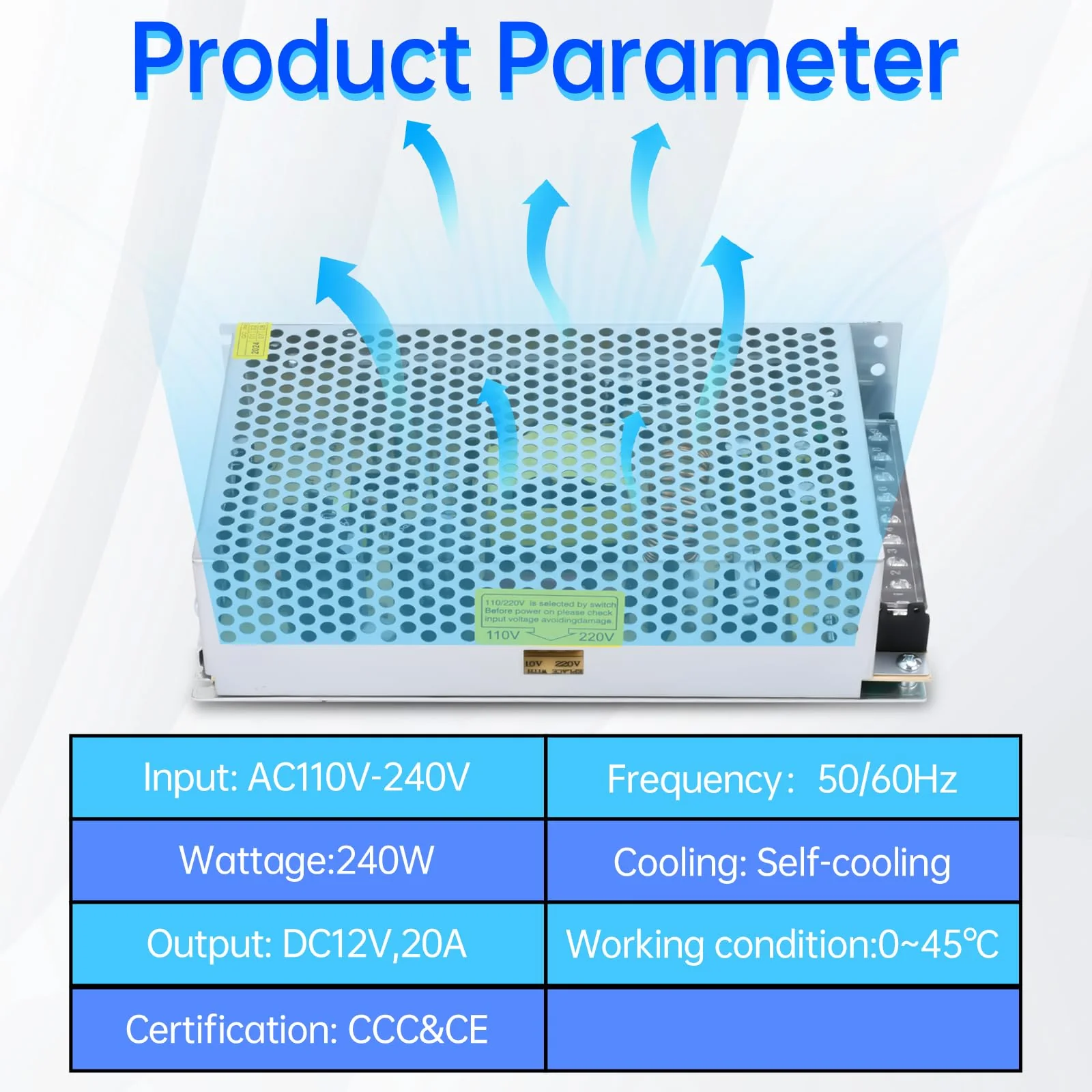 Switching Power Supply 12 V 20 A Transformer, 240 W LED Power Supply Transformer AC 230 V to DC 12 V Adapter Transformer for LED Strips, 3D Printer, LED Lighting - Image 5