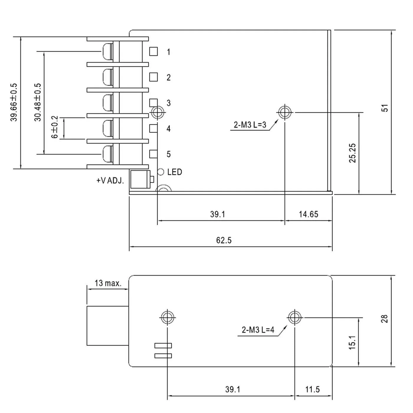 Switching power supply for LED 15W 5V 3A ; MeanWell, RS-15-5 - Image 2