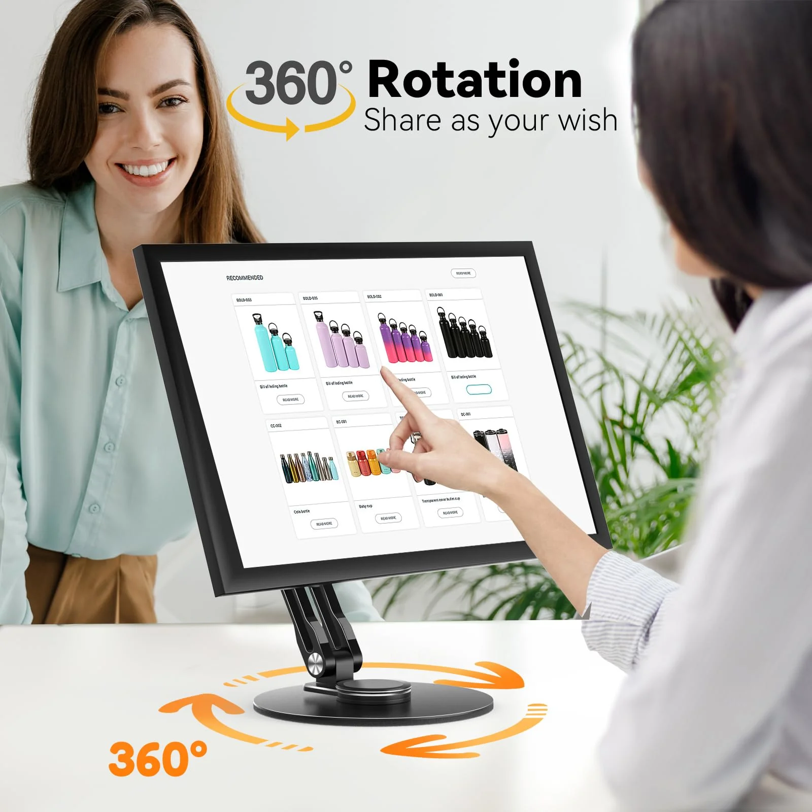 Swivel and Tilt Stand for Echo Show 15, Vesa Monitor Stand, Three-Hinge Adjustable Angle and Height with 360° Rotation Base, Supports Switching Between Landscape and Portrait Screens(Black) - Image 3