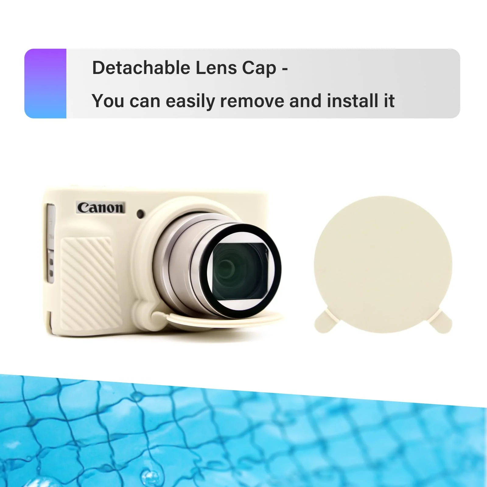 SX730 SX740 Camera Case & LCD Screen Protector Accessories Kit, Soft Silicone Case for Canon PowerShot SX740/SX730 HS Camera, Body Cover for SX740 SX730 with Lens Cap - White - Image 5
