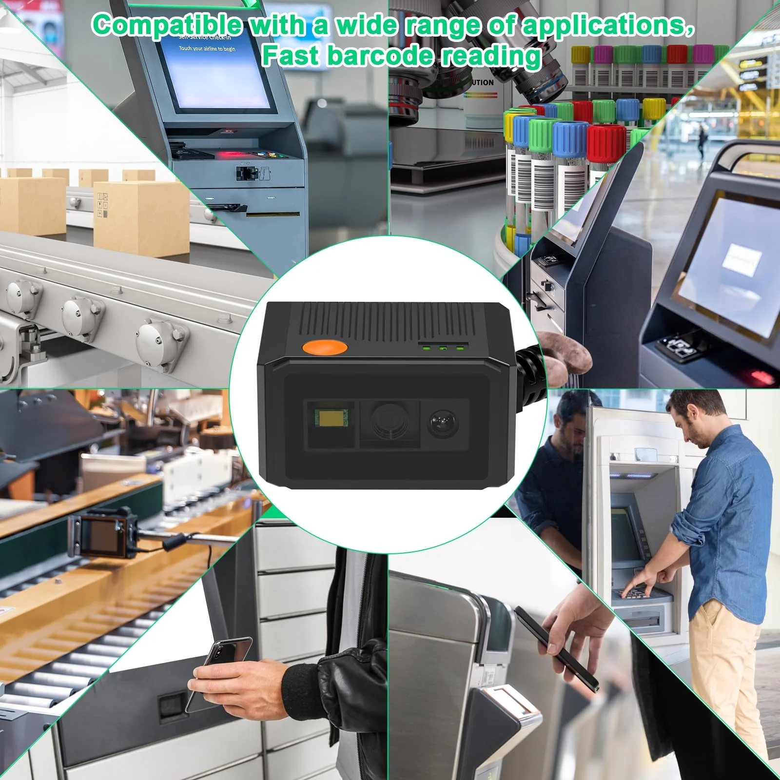 Symcode 2D Barcode Scanner - Fixed Mount, Ultra-Rugged Metal Cover, Auto Sensing 1D 2D QR Code Scanner - Image 4