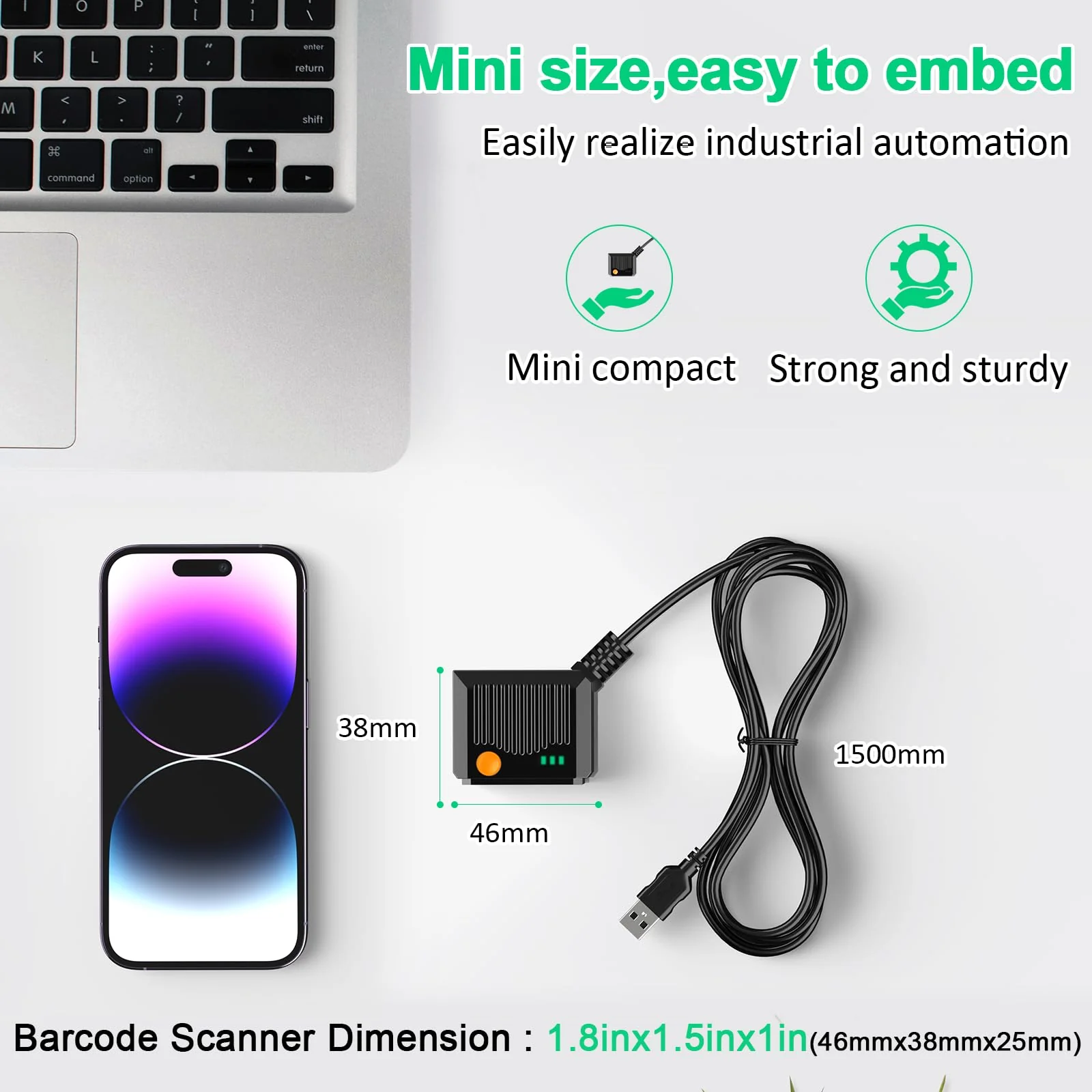 Symcode 2D Barcode Scanner - Fixed Mount, Ultra-Rugged Metal Cover, Auto Sensing 1D 2D QR Code Scanner - Image 5