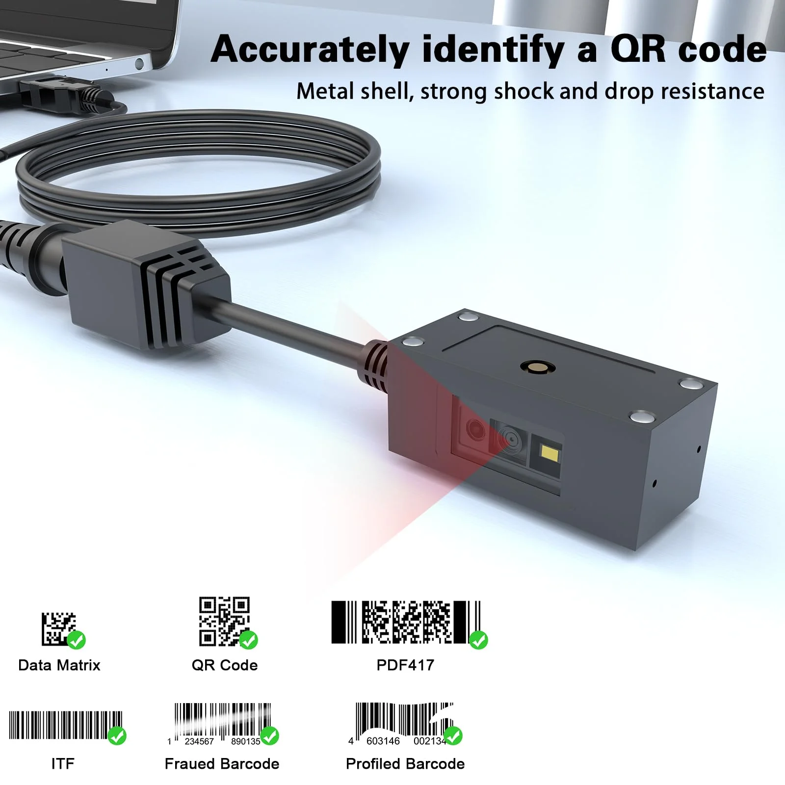 Symcode 2D Embedded Barcode Scanner Fixed Mount Barcode Scan Engine, Mini Ultra-Rugged Metal Cover 1D 2D QR Barcode Scanner with Auto Sensing Scanner - Image 2