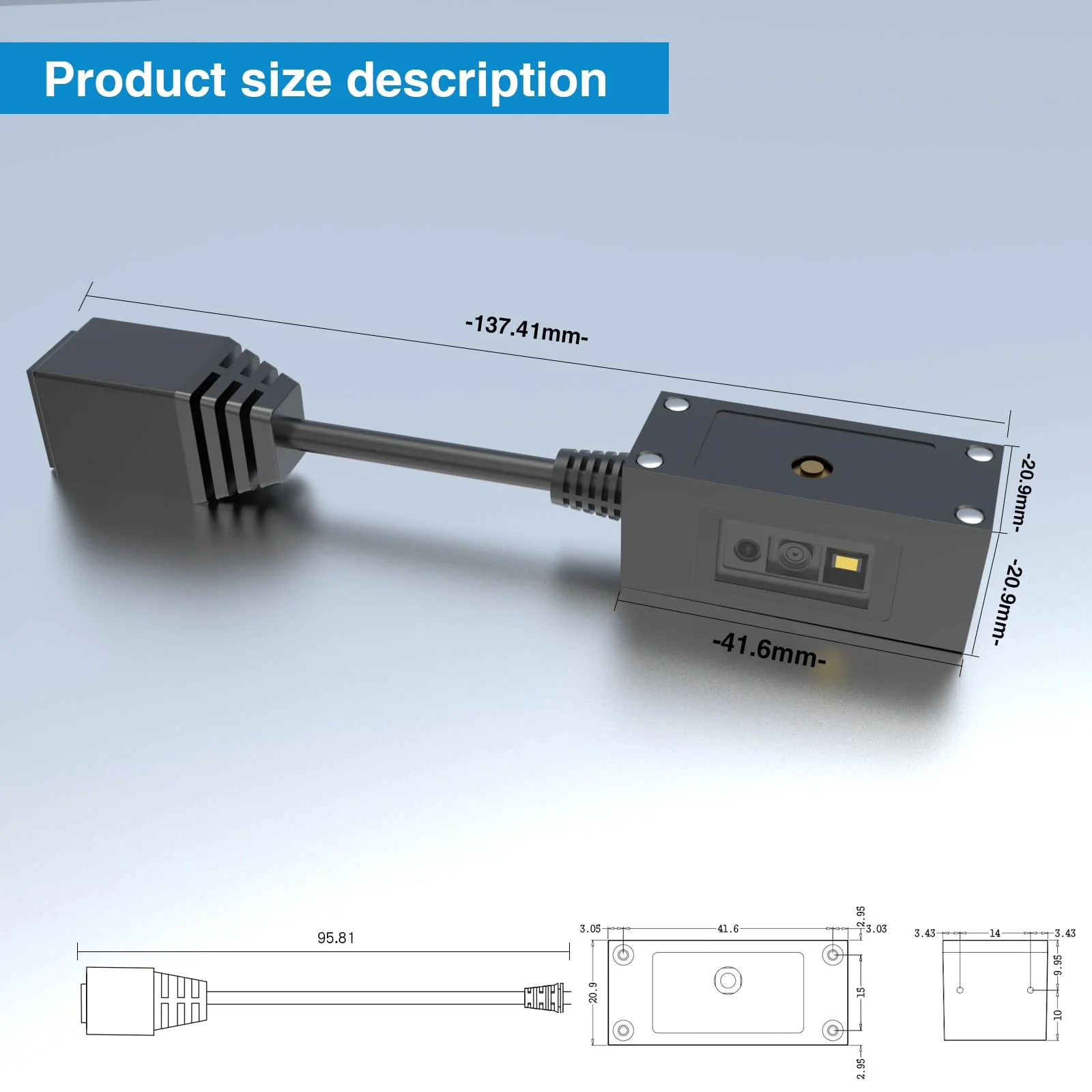 Symcode 2D Embedded Barcode Scanner Fixed Mount Barcode Scan Engine, Mini Ultra-Rugged Metal Cover 1D 2D QR Barcode Scanner with Auto Sensing Scanner - Image 6