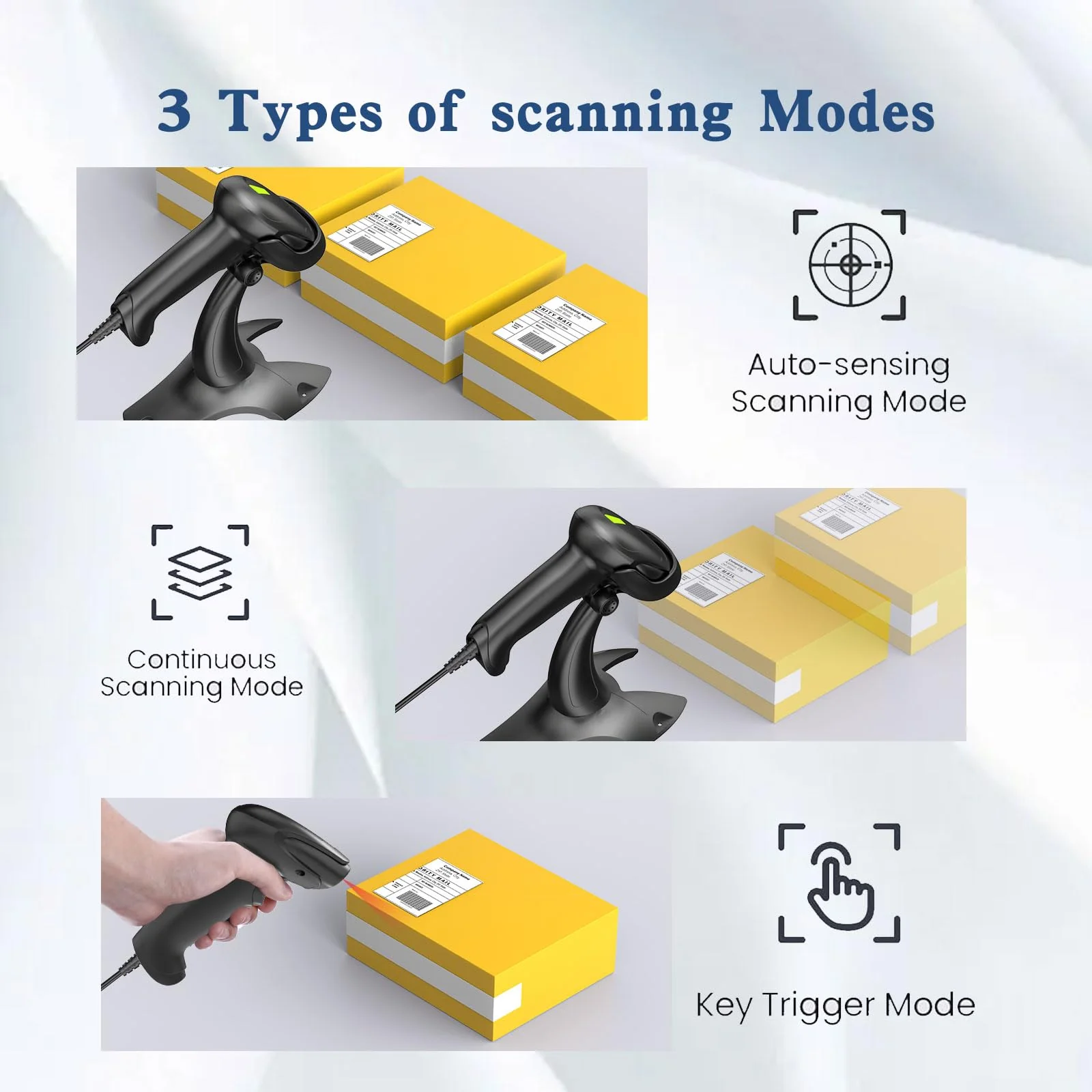 Symcode Barcode Scanner with Stand USB Wired Inventory 2D 1D QR Code Scanner with Automatic Hands-Free Scanning Barcode Reader Scanner for Computer POS MAC - Image 3