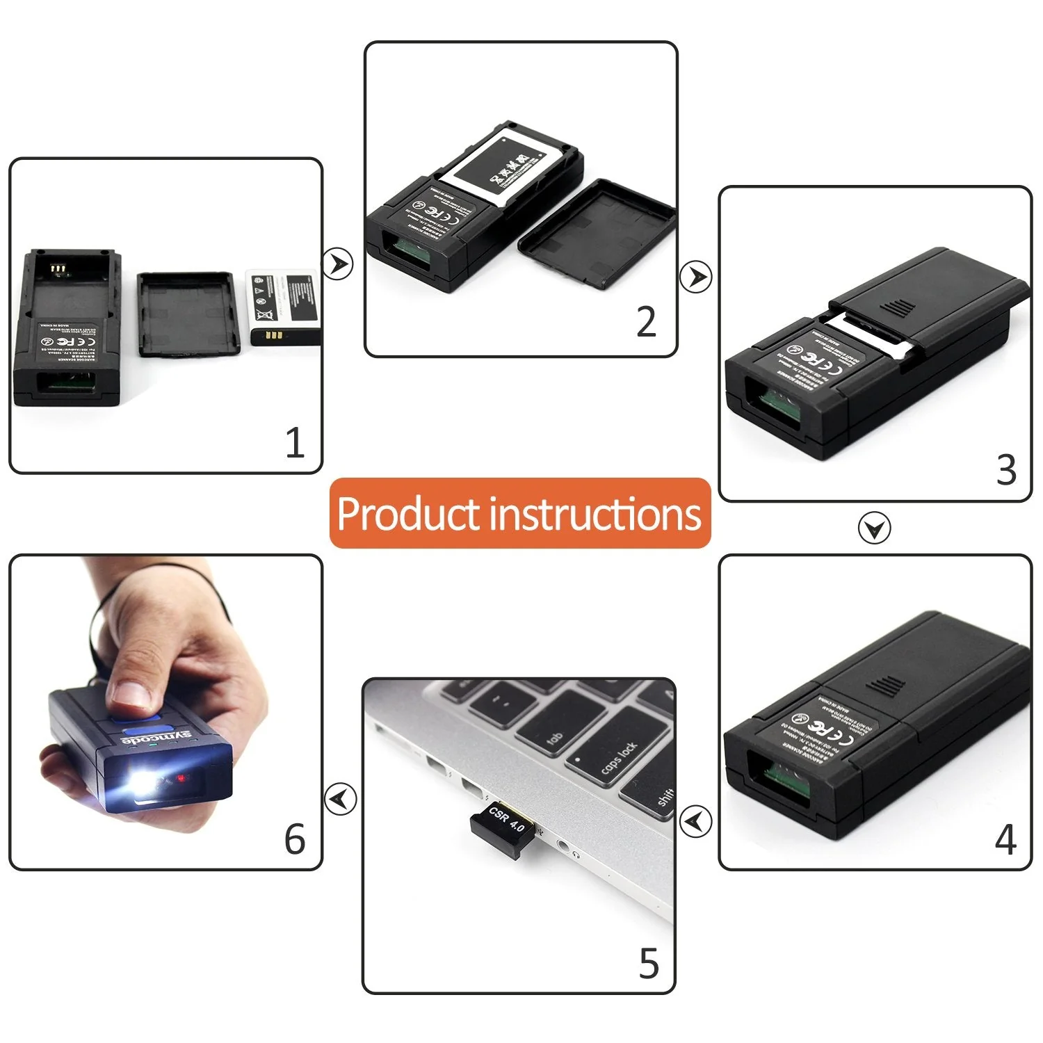Symcode Bluetooth Wireless Barcode Scanner,Compatible with Bluetooth Function & 2.4GHz Wireless, Portable Barcode Reader Work with Windows, Mac,Android, iOS Phones, Tablets or Computers Laser 1D Bluetooth Scanner - Image 3