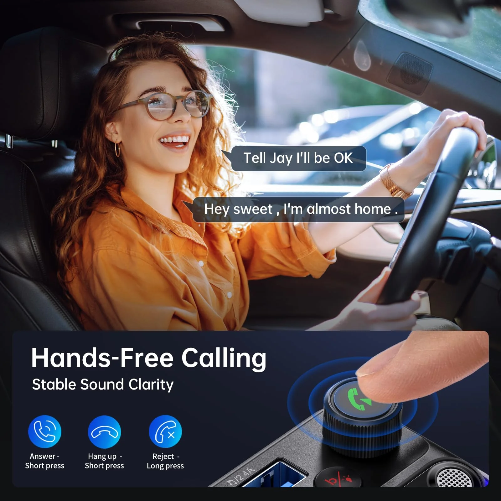 Syncwire Bluetooth 5.4 FM Transmitter Car Adapter 42W [Light Switch] [Stronger Dual-mic] [HiFi Bass Sound] [Fast Charging] Wireless FM Radio Stereo Music Adapter Hands-Free Calling Support USB Drive Black - Image 7