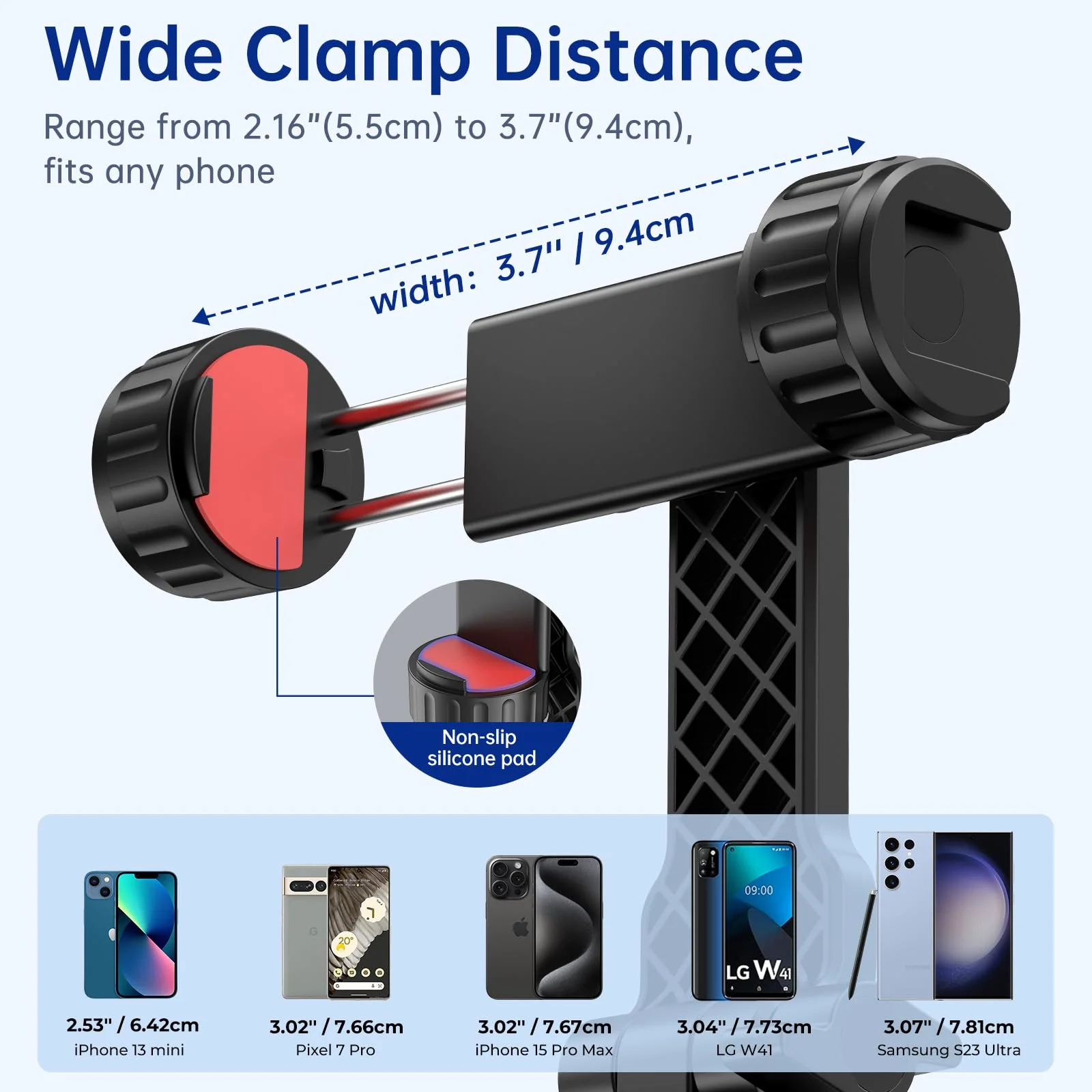 SYNCWIRE Tripod Phone Mount, Universal Smartphone Mount Adapter with 2 Cold Shoe and 1/4" Screw, 360° Rotates and 180° Tilts Adjustable Cell Phone Clamp Holder for Enhancing Mobile Photography Setup - Image 5