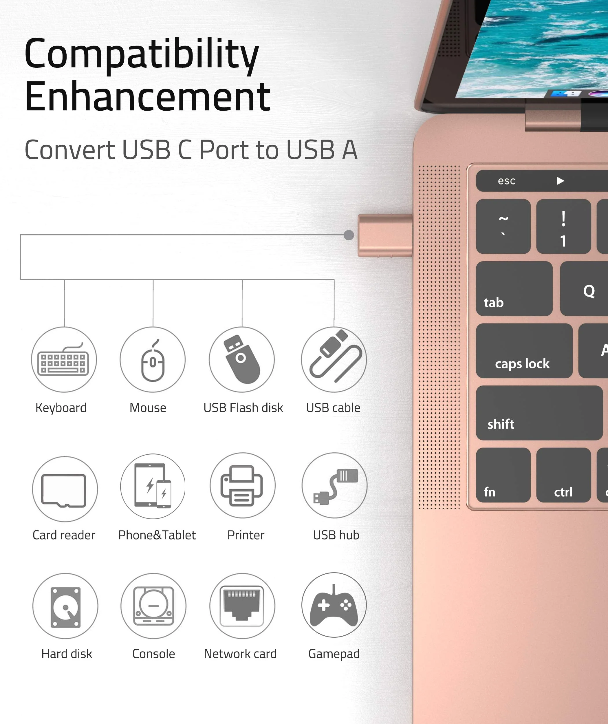 Syntech USB C to USB Adapter [2 Pack] USB C Male to USB3 Female Adapter Compatible with iMac 2021 iPad Pro 2021 MacBook Pro 2020 MacBook Air 2020 and Other Type C Devices Rose Gold - Image 2