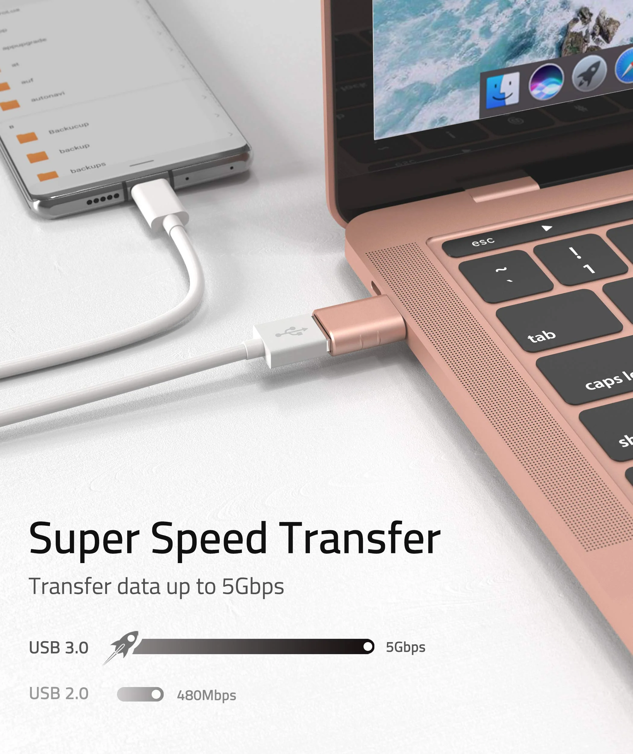 Syntech USB C to USB Adapter [2 Pack] USB C Male to USB3 Female Adapter Compatible with iMac 2021 iPad Pro 2021 MacBook Pro 2020 MacBook Air 2020 and Other Type C Devices Rose Gold - Image 5