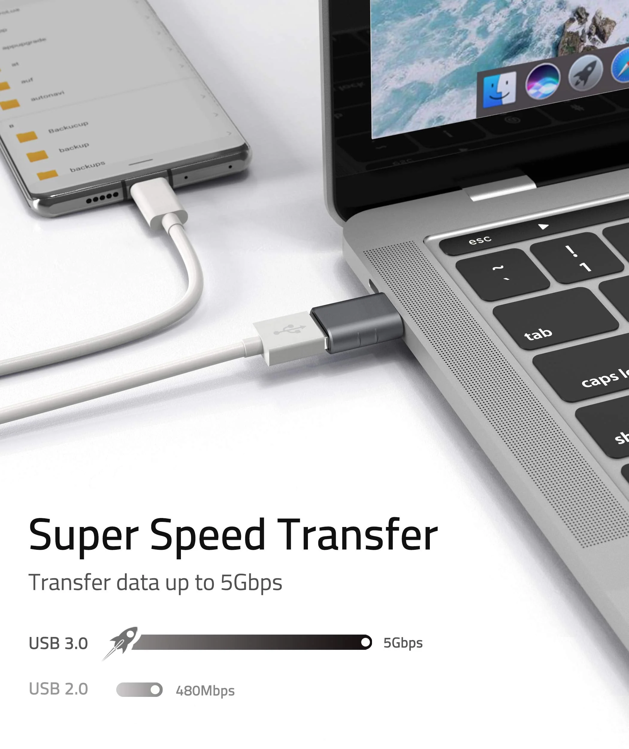 Syntech USB C to USB Adapter Pack of 2 USB C Male to USB3 Female Adapter Compatible with iMac 2021 iPad Pro 2021 MacBook Pro 2020 MacBook Air 2020 and Other Type C or Thunderbolt 3 Devices Space Grey - Image 5