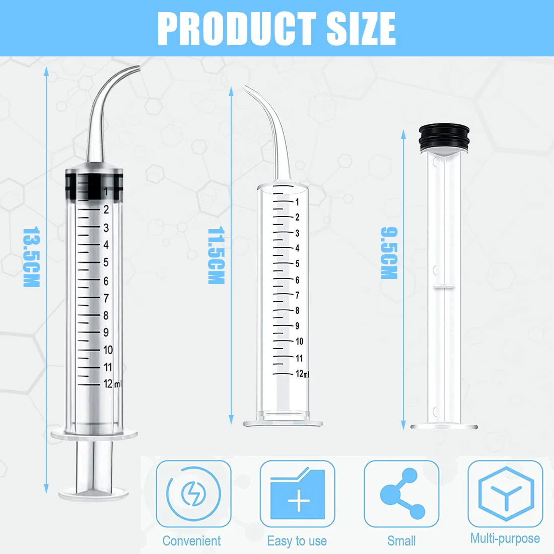 Syringe 12 ml Plastic Curved Syringe Mouth Syringe Dental Irrigation Syringe Wisdom Teeth Syringe for Oral Dental Care Cleaning - Image 2
