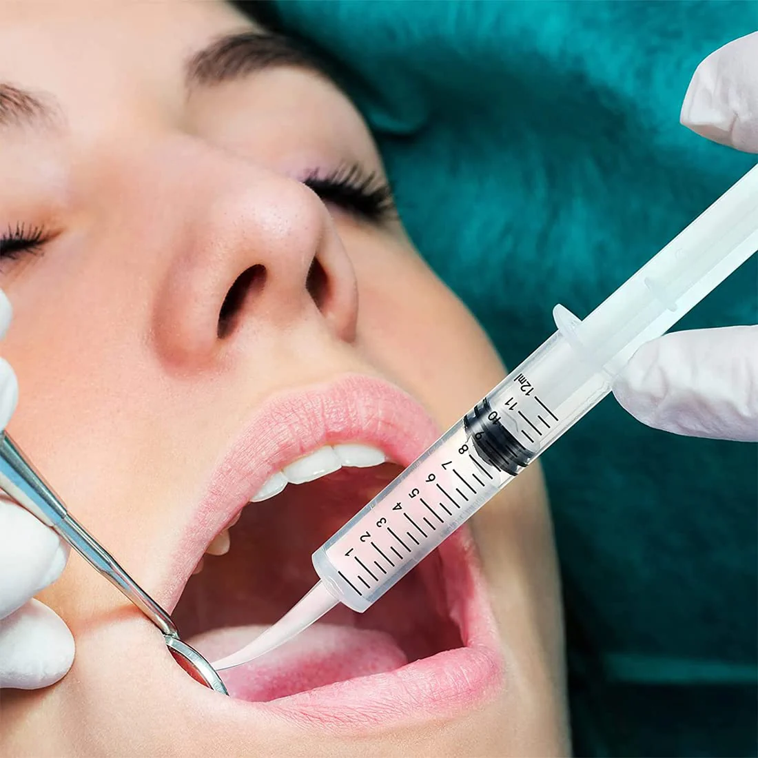 Syringe 12 ml Plastic Curved Syringe Mouth Syringe Dental Irrigation Syringe Wisdom Teeth Syringe for Oral Dental Care Cleaning - Image 7