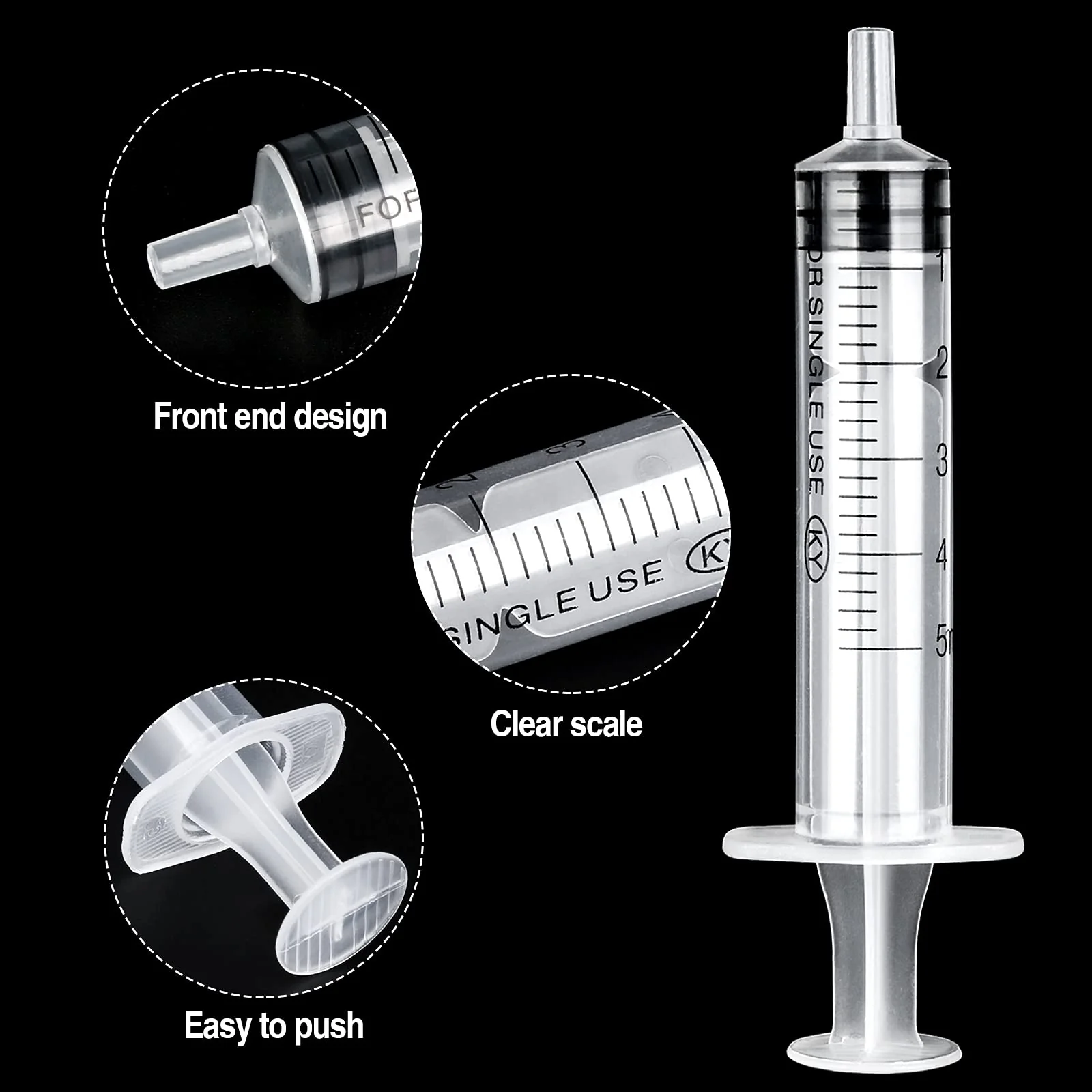 Syringe 5 ml, Pack of 8 Plastic Syringe, Plastic Syringe, Dosing Syringe, Reusable Liquid Syringe for Liquid Measurement and Dispensing, Animal Feeding, Plant Watering - Image 3