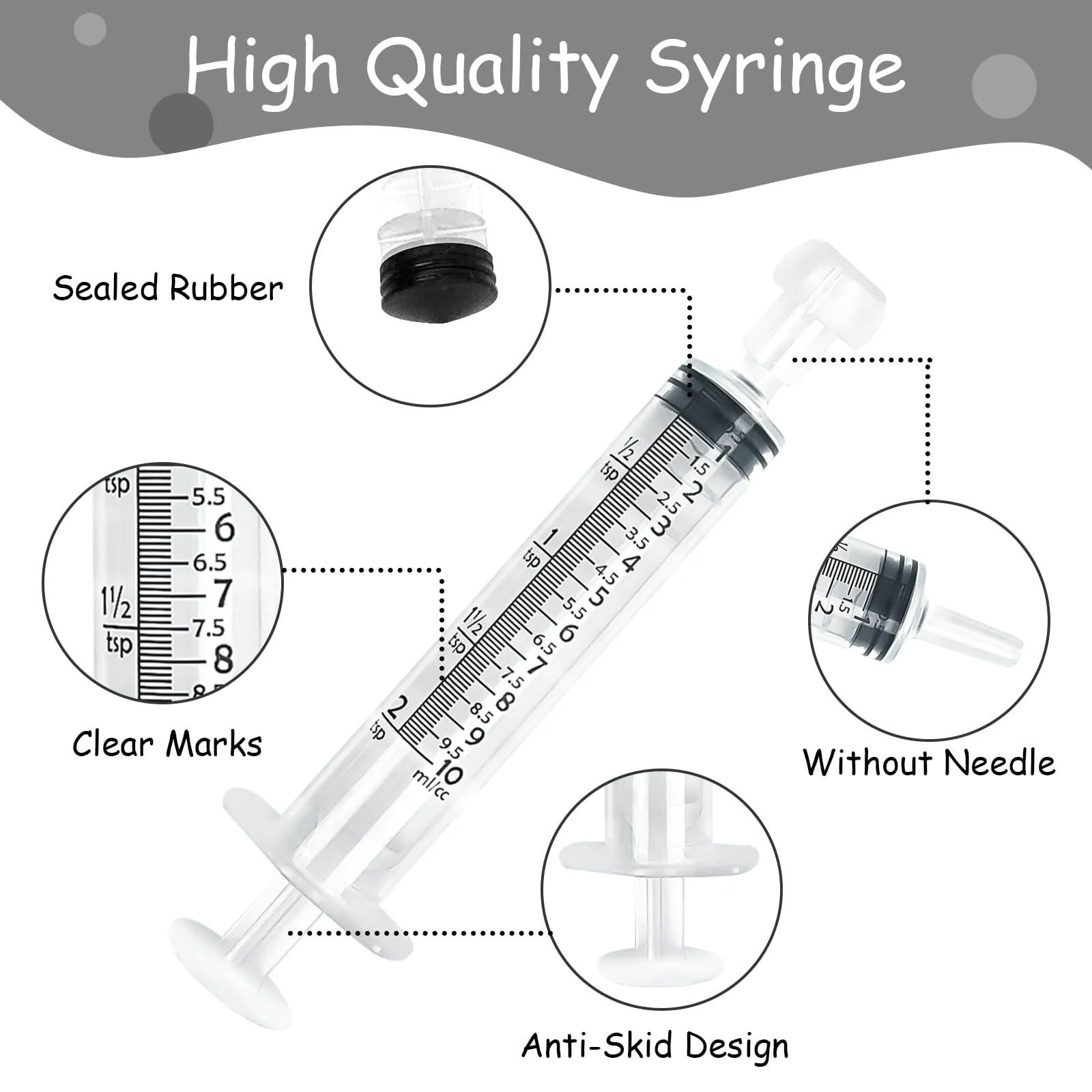 Syringes 10 ml - Pack of 20 Syringes with Lid, Syringe Without Needle, Plastic Syringe, Feed Syringe, Dosing Syringe, for Laboratory, Plants, Engine Oil or Brake Fluid (Not Medical Use) - Image 4
