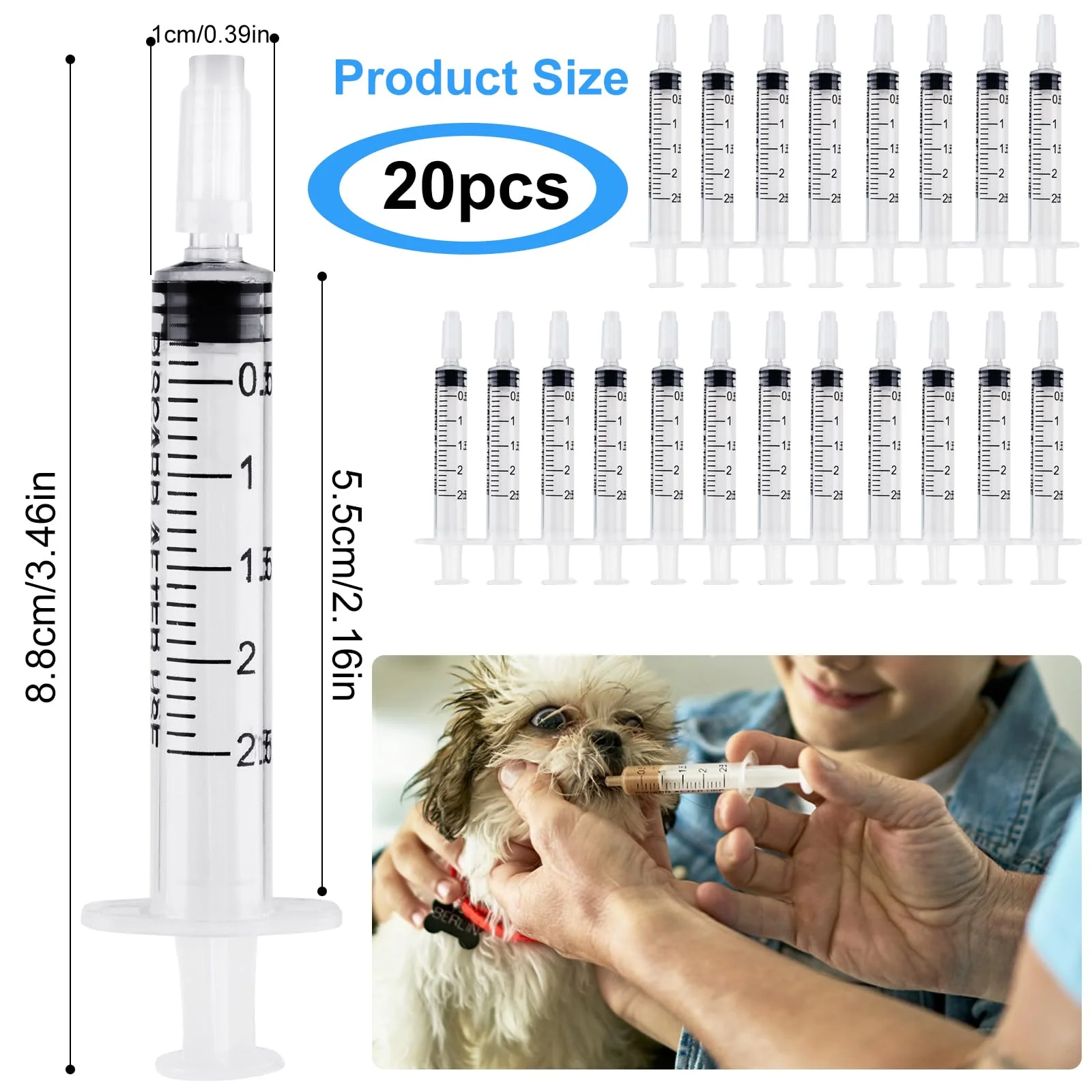Syringes 2.5 ml, Pack of 20 Disposable Syringes Without Needle, Plastic Syringe with Sealing Cap, Colostrum Syringe, Dosing Syringe for Small Animal Feeding, Scientific Laboratories - Image 2