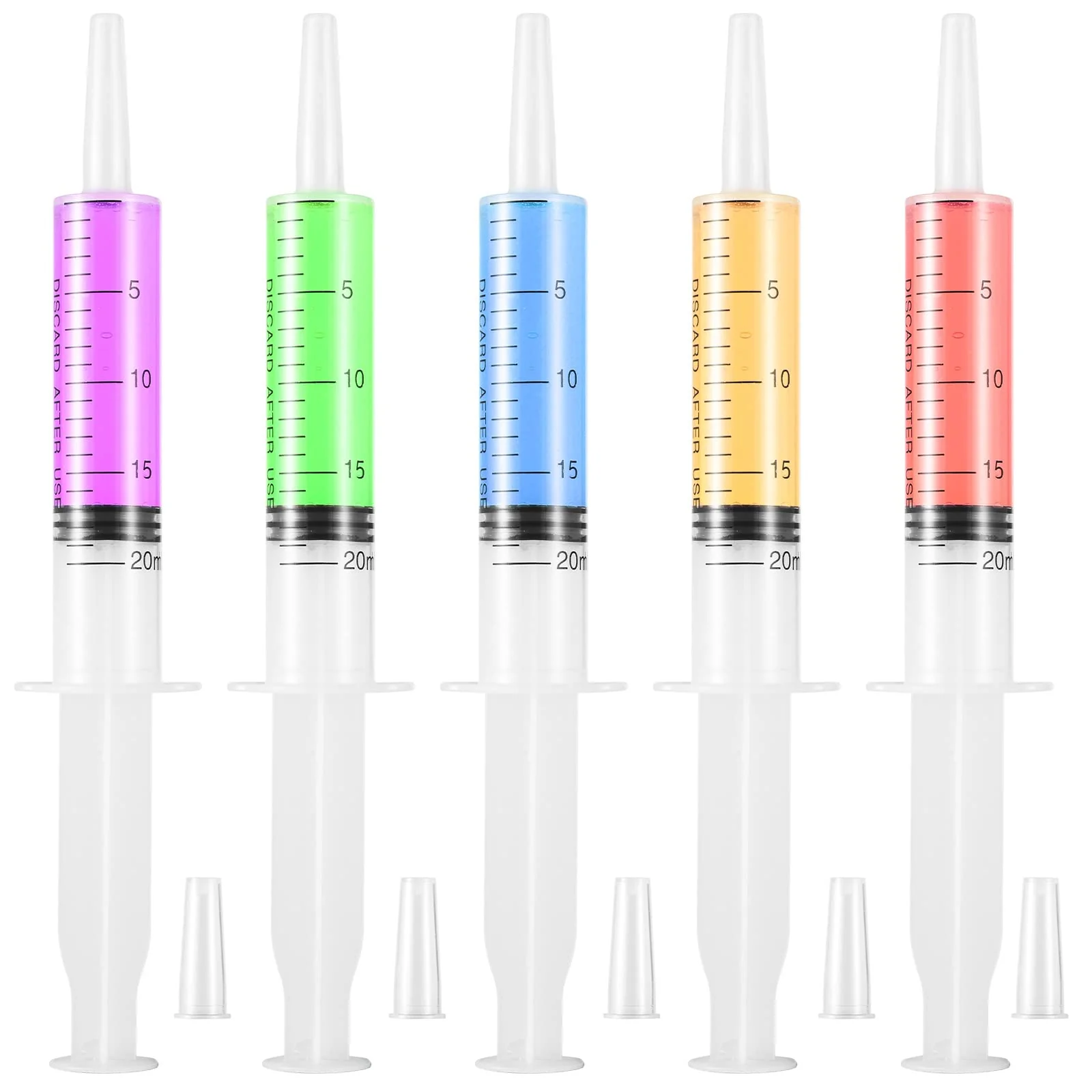 Syringes 20 ml, Pack of 5 Plastic Syringes Plastic Syringes Reusable Measuring Syringes for Scientific Laboratory Adhesive Applicator Experiments Use, Transparent - Image 8