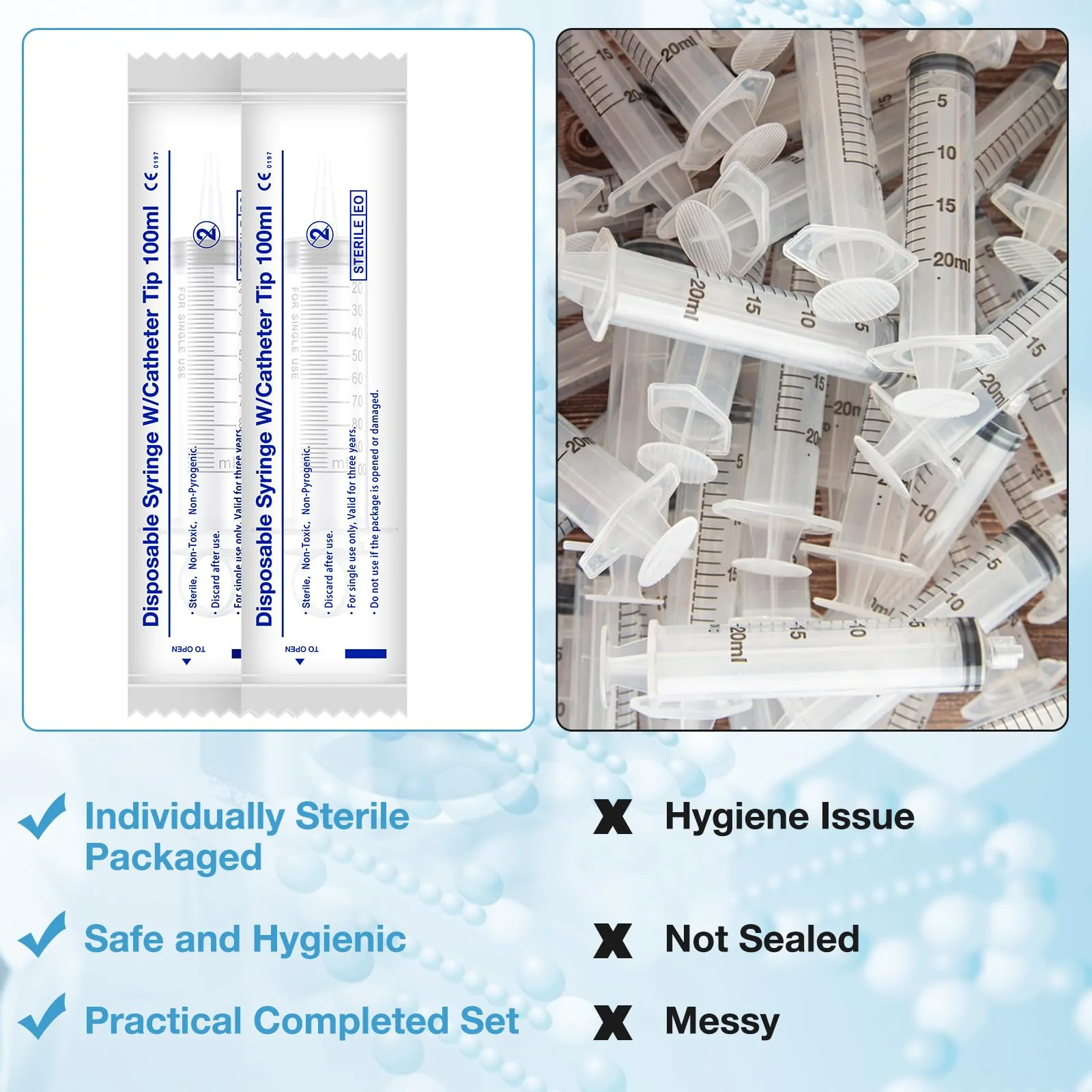 Syringes with Hose, 100 ml Syringe with 20G Needle, Blunt Disposable Syringes, Colostrum Syringes, Reusable Plastic Syringes for Laboratory, Garden and Industry - Image 5