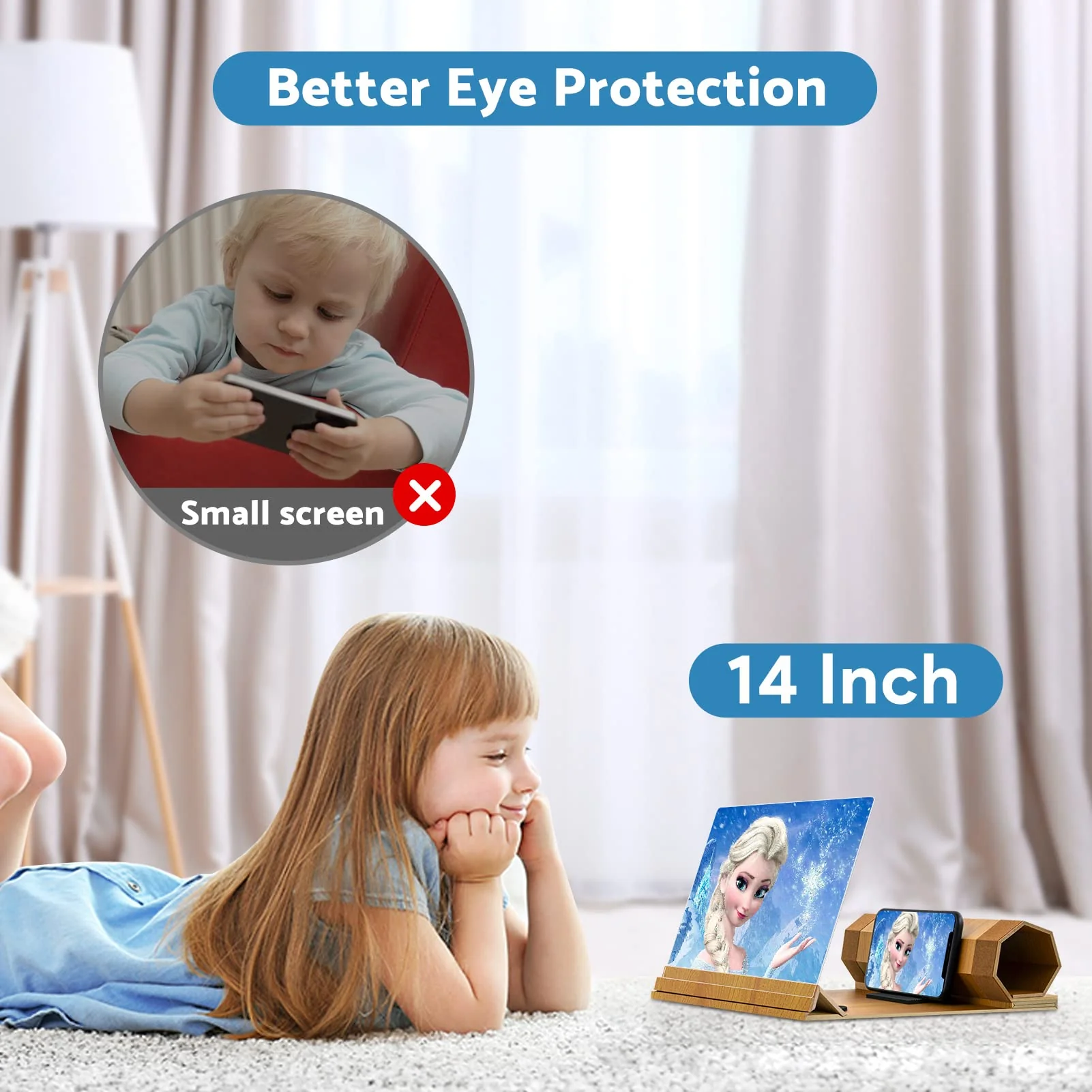 Syscicry 14‘’ Screen Magnifier for Smartphone, Mobile Phone 3D Magnifier Screen Expanders for Movies and Gaming Foldable Phone Stand with Screen Amplifier B1 Beige 14 Inch - Image 5