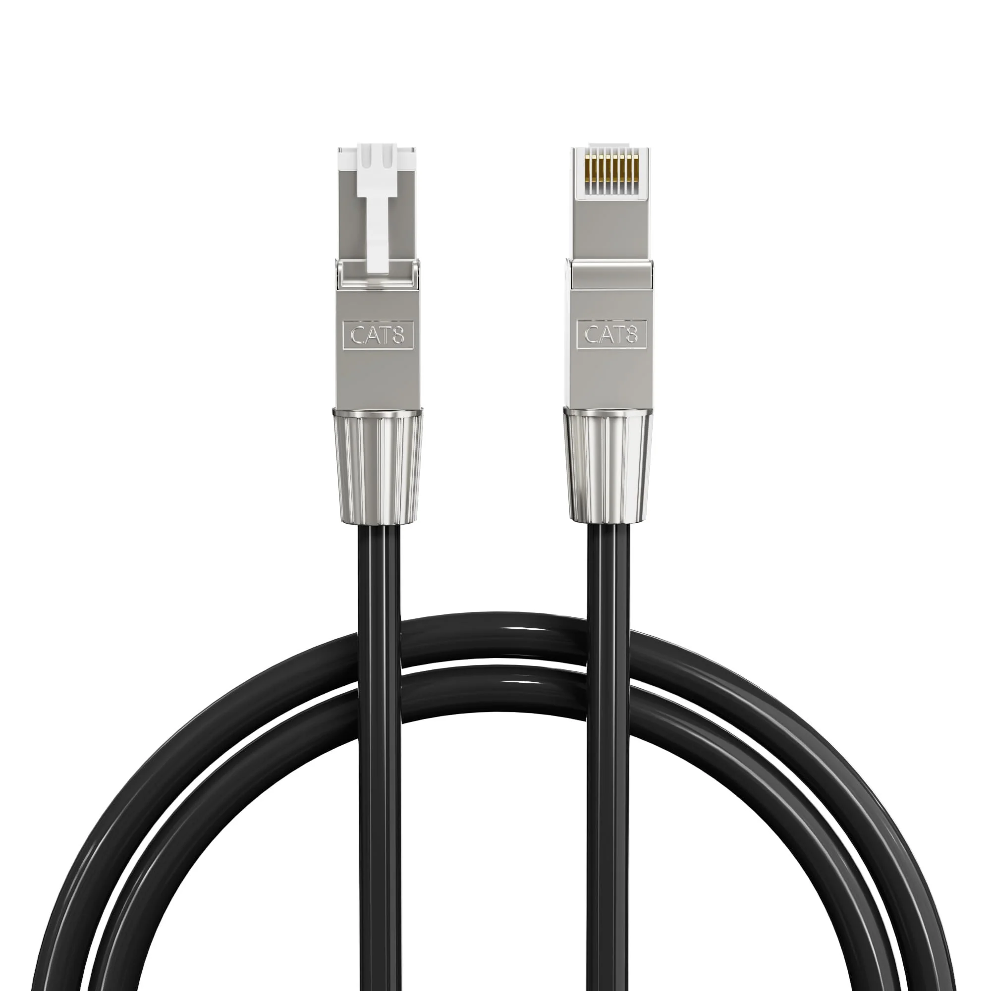 SYSTON Cat8 Ethernet Cable Patch 20ft Black, 2000MHz 2GHz 40GB Solid Bare Copper S/FTP Braided Shielded, 22/4 22 AWG 4 Pair CMR CL2R FT4, Network LAN Cable for Indoor/Outdoor PoE Internet PC Laptop 20 FT