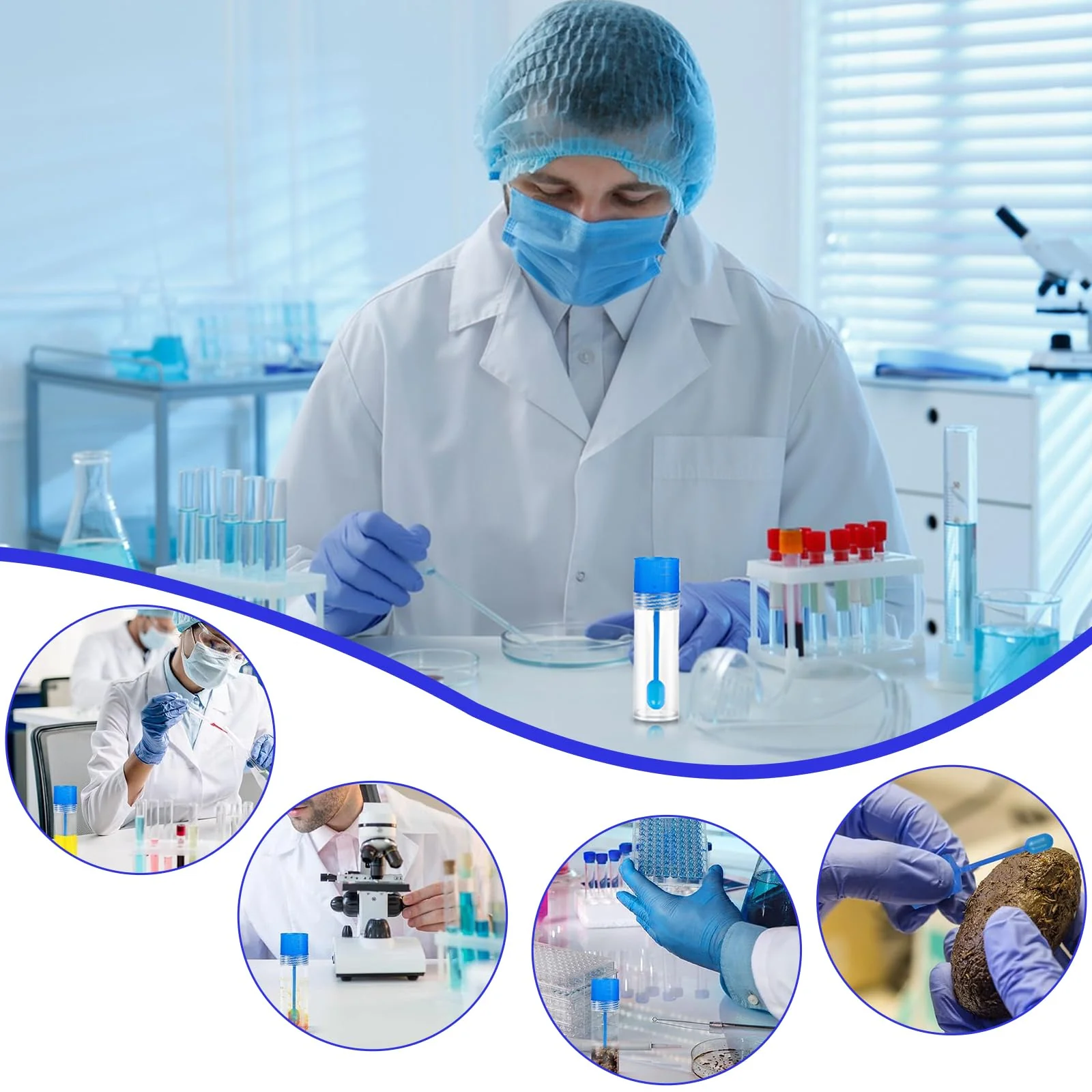 SZSMW 50 Chair Sample Tubes – Sample Tube – Dog Faecal Sample Tube – Suitable for Collecting Various Solids, Liquids or Powders, for Testing Pet Samples, with Stickers - Image 2