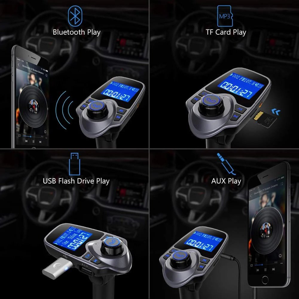 T11 Wireless Bluetooth FM Transmitter Handsfree Car Kit MP3 Player Wireless Bluetooth Adapter with Dual USB Port Car Kit - Image 8