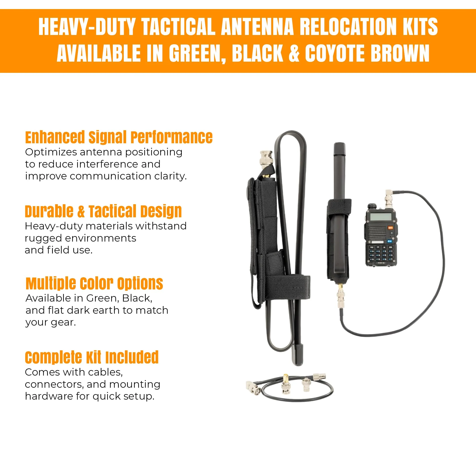 Tactical Antenna Relocation Kit – Enhanced Signal & Mobility – Chest Rig & Backpack Compatible – Durable, Lightweight & Weather-Resistant – Ideal for Military, Outdoor Use (Black, 19" Cable) Black 19 Inches - Image 5