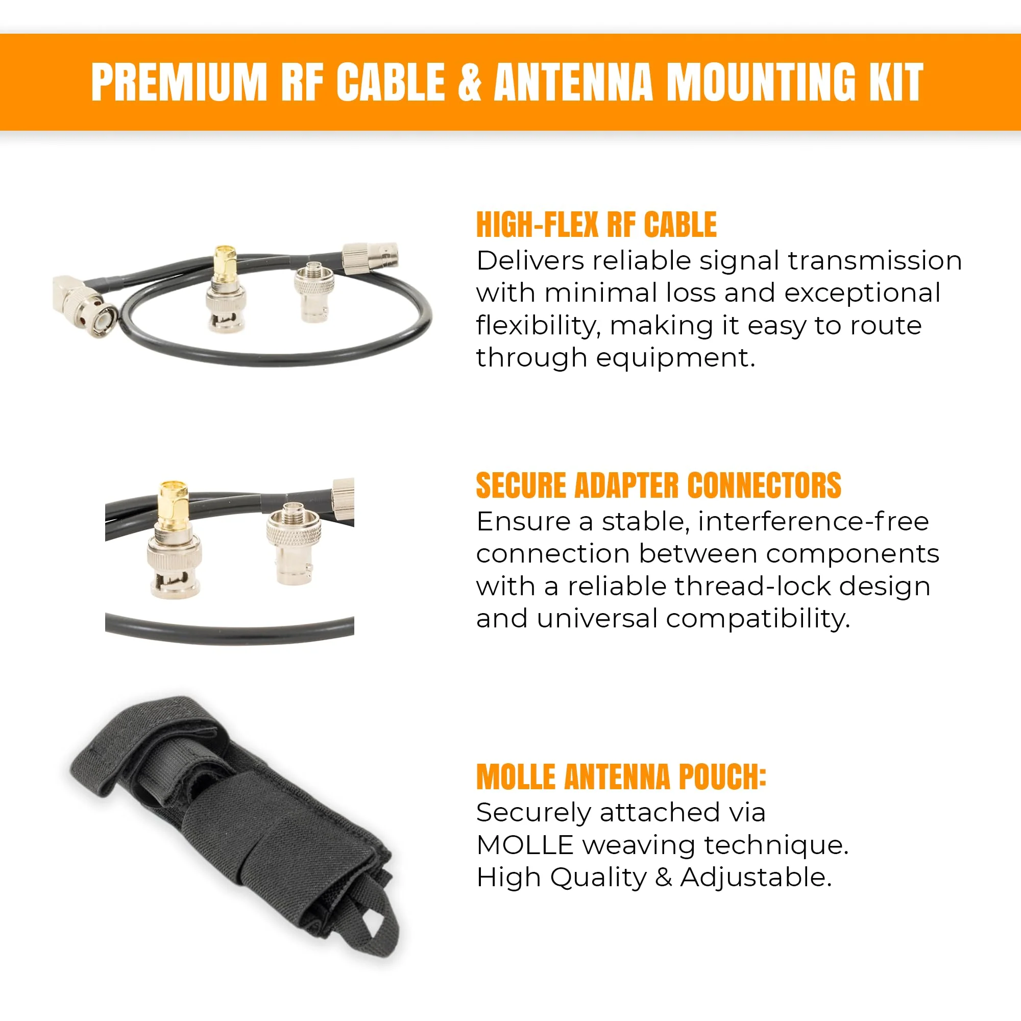 Tactical Antenna Relocation Kit – Enhanced Signal & Mobility – Chest Rig & Backpack Compatible – Durable, Lightweight & Weather-Resistant – Ideal for Military, Outdoor Use (Black, 19" Cable) Black 19 Inches - Image 6