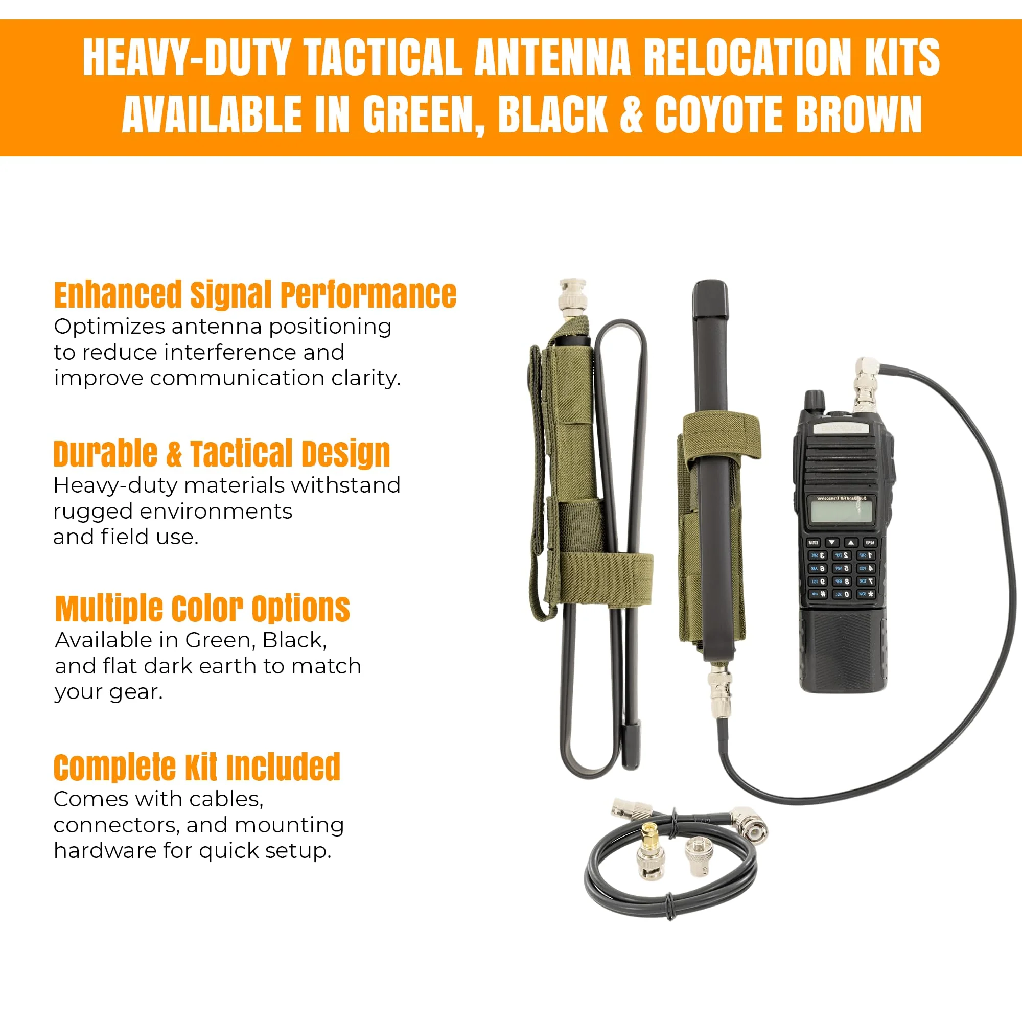 Tactical Antenna Relocation Kit – Enhanced Signal & Mobility – Chest Rig & Backpack Compatible – Durable, Lightweight & Weather-Resistant – Ideal for Military, Outdoor Use (Green, 32" Cable) Green 32 Inches - Image 5