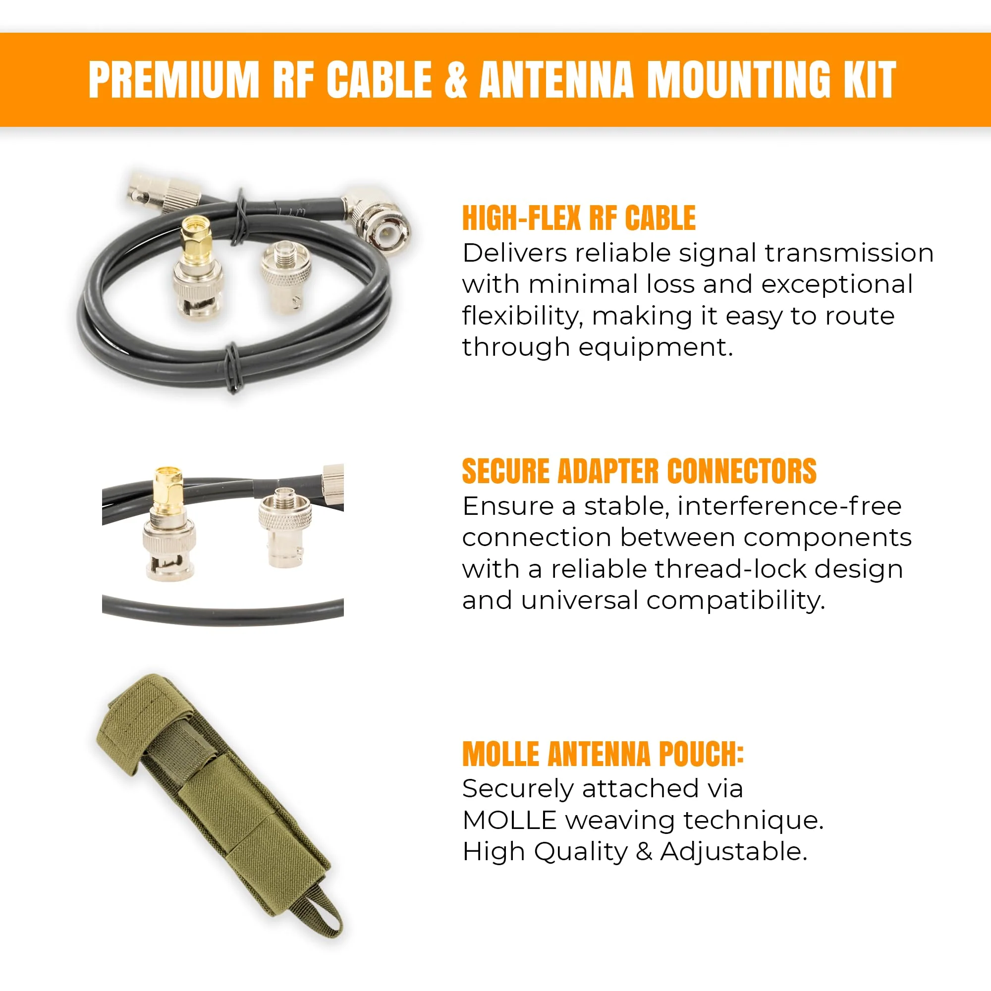 Tactical Antenna Relocation Kit – Enhanced Signal & Mobility – Chest Rig & Backpack Compatible – Durable, Lightweight & Weather-Resistant – Ideal for Military, Outdoor Use (Green, 32" Cable) Green 32 Inches - Image 6