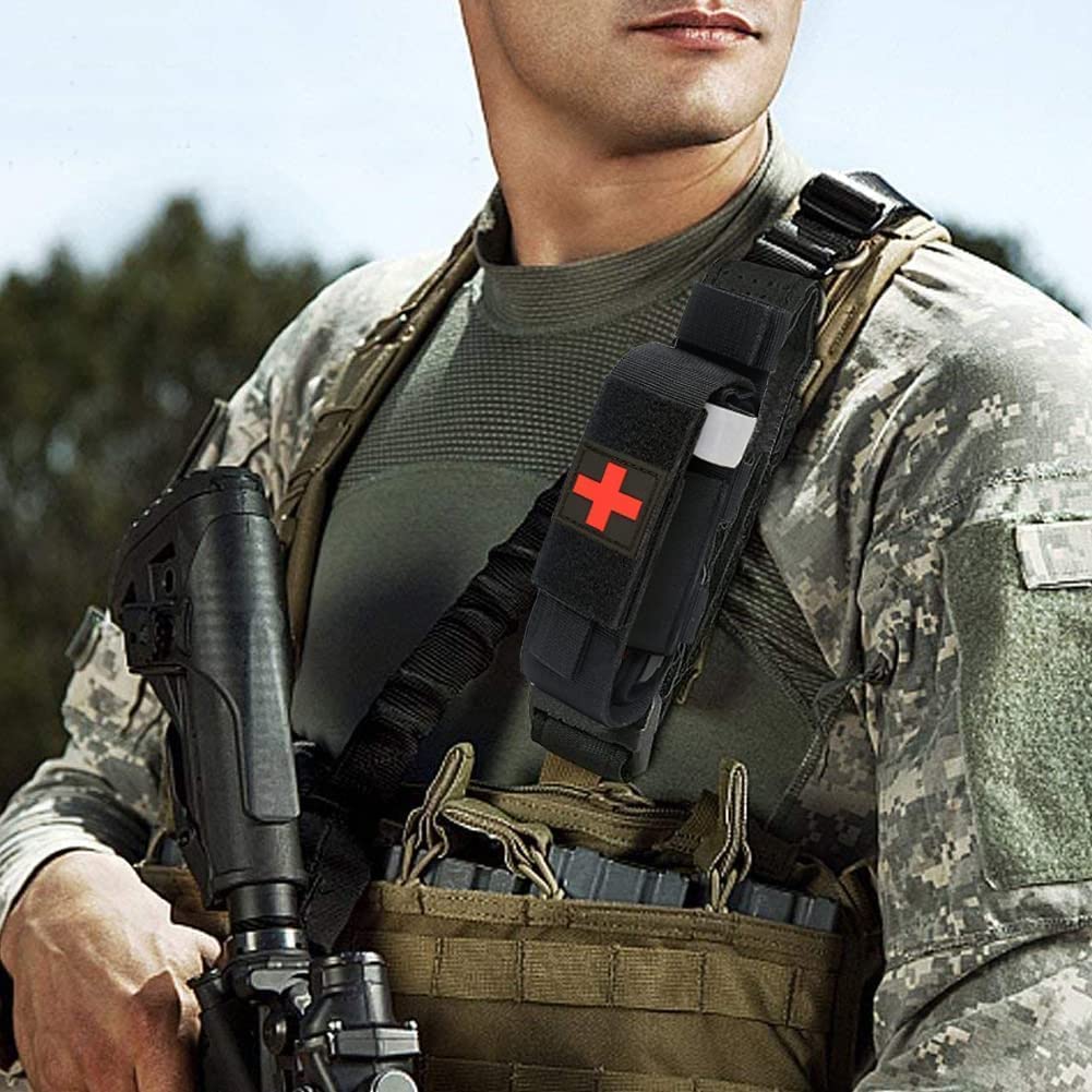 Tactical Molle Tourniquet Holder, Portable TQ Military First Aid Equipment Case & Trauma Medical Shear Pouch Black - Image 7