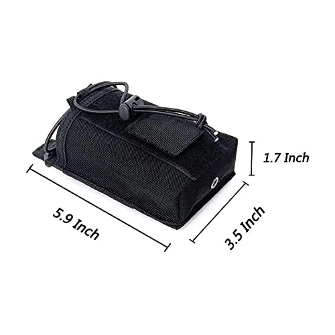 Tactical Radio Holder Molle Radio Pouch Case Heavy Duty Radios Holster Bag for Two Ways Walkie Talkies Adjustable Storage with 1 Pack Patch(Black) Black - Image 6