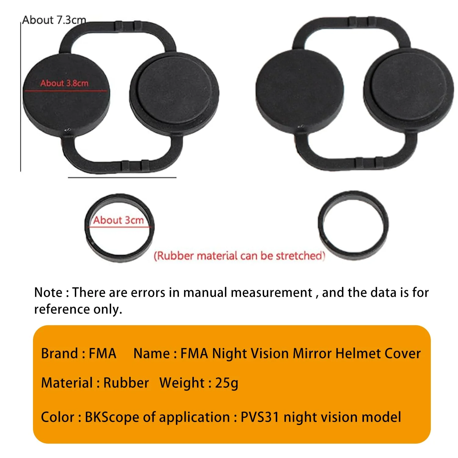 Tactical Rubber Lens Cover for AN/PVS31 Dummy Night Vision Goggle Model Lens PVS31 NVG Lens Protective Cover Apron Soft Rubber Lens Caps Objective Optics Protection Covers 2 Pair - Image 2