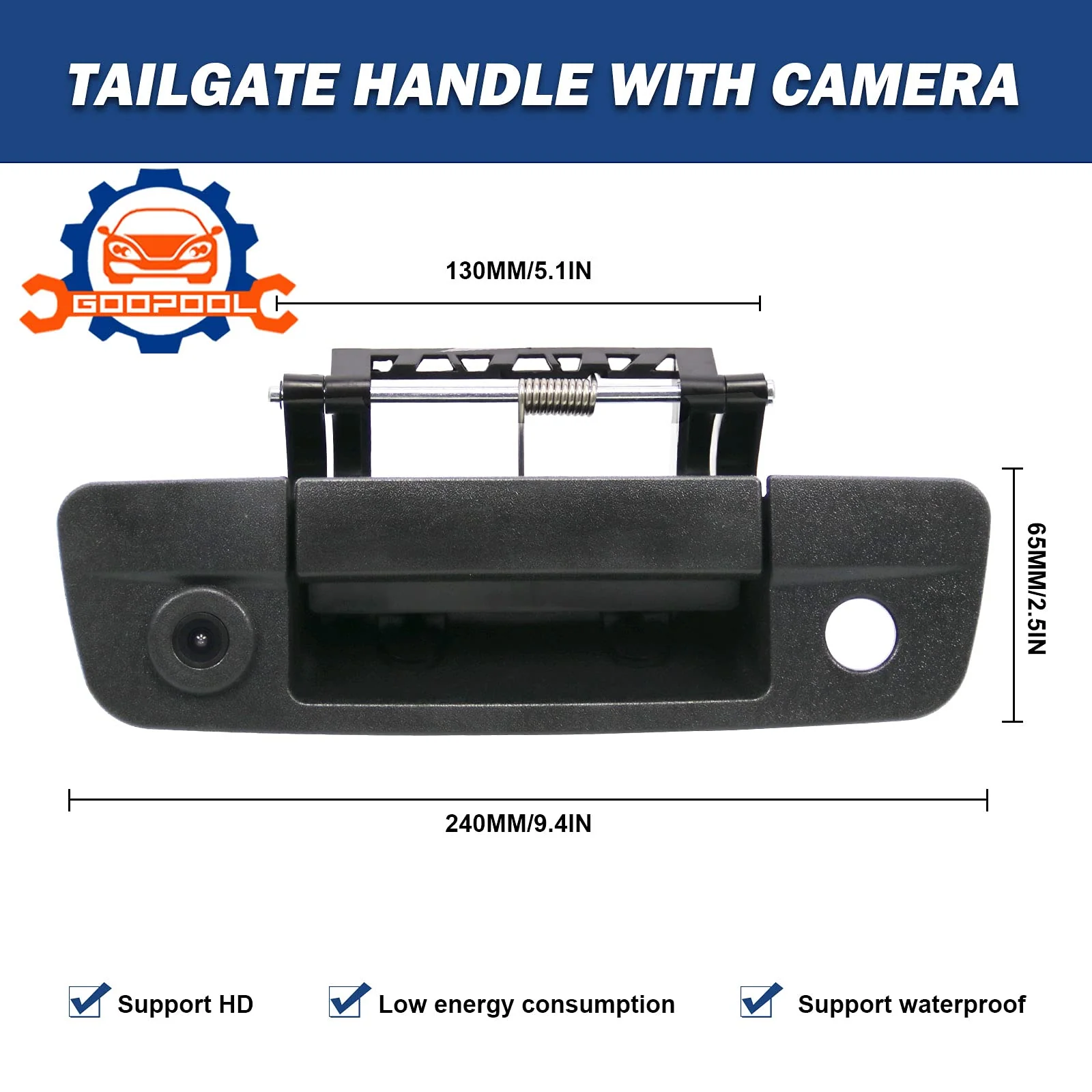 Tailgate Handle Backup Camera Rear View Compatible with 2009-2017 Dodge Ram 1500 2500 3500（RCA Connector） - Image 3