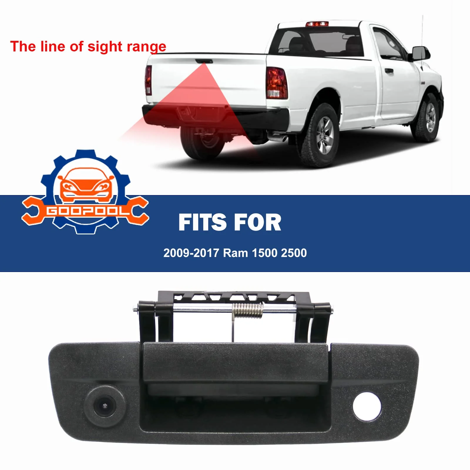 Tailgate Handle Backup Camera Rear View Compatible with 2009-2017 Dodge Ram 1500 2500 3500（RCA Connector） - Image 4