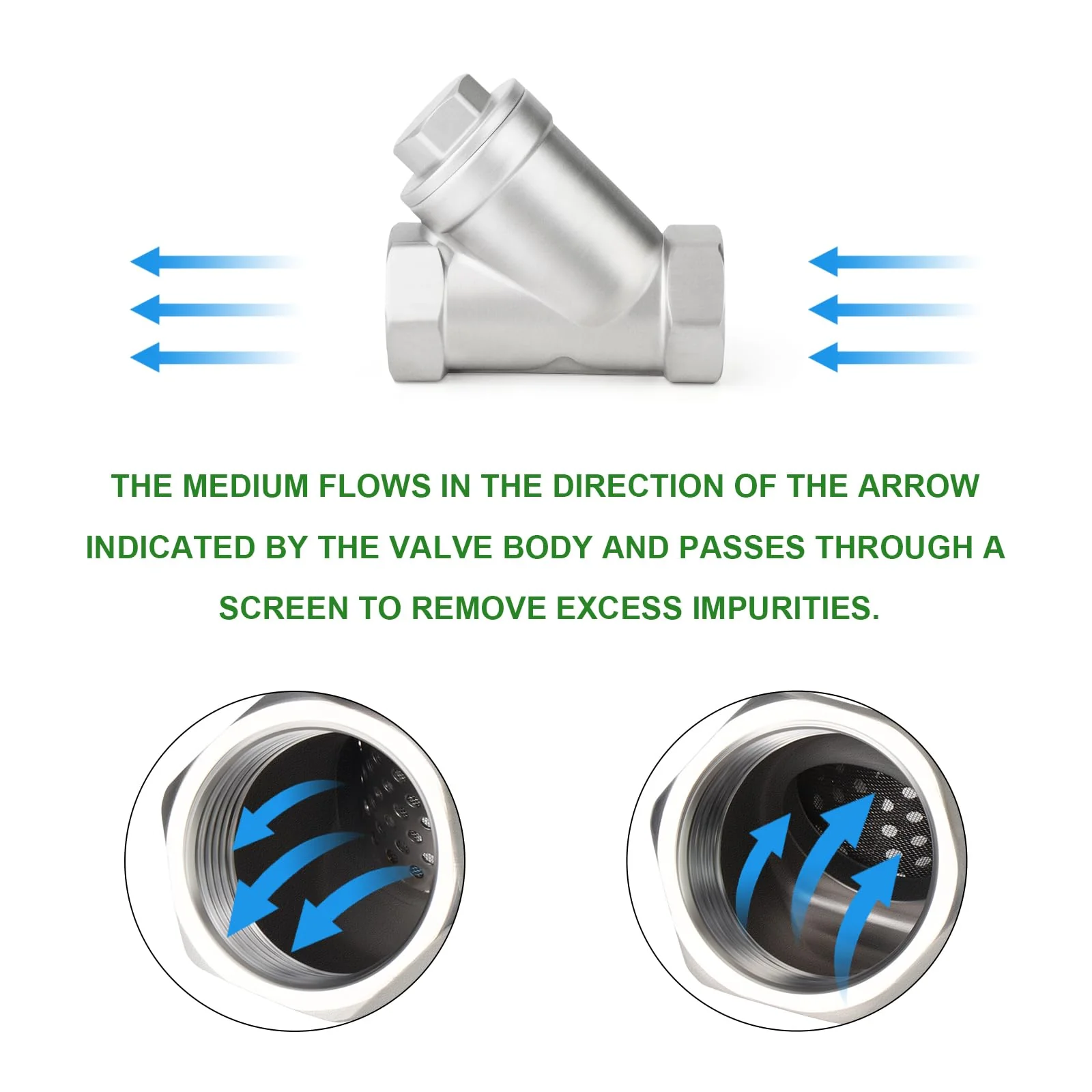 TAISHER 1PCS 304 Stainless Steel 3/4" BSP Female WYE Y Strainer Mesh Filter Valve CF8 WOG - Image 5