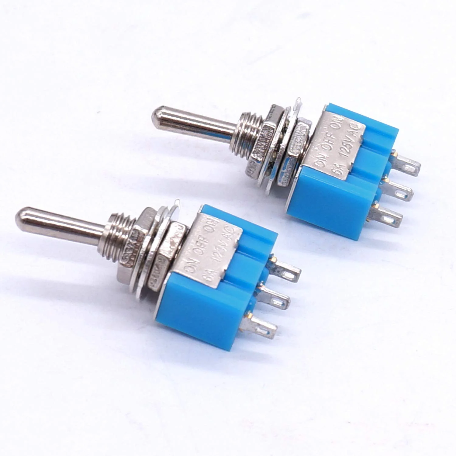 Taiss / 10 pieces blue mini toggle switch on/off 3 position SPDT 3 pin MTS-103 3pin ON / OFF / ON - Image 2