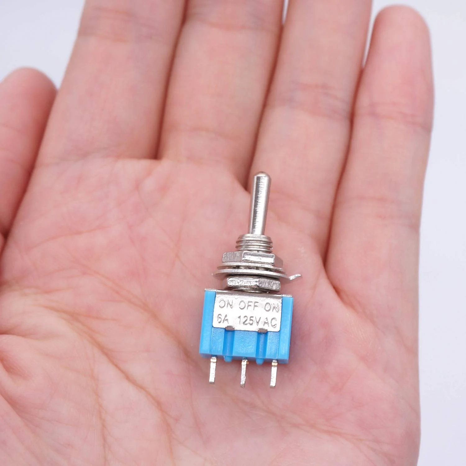 Taiss / 10 pieces blue mini toggle switch on/off 3 position SPDT 3 pin MTS-103 3pin ON / OFF / ON - Image 6
