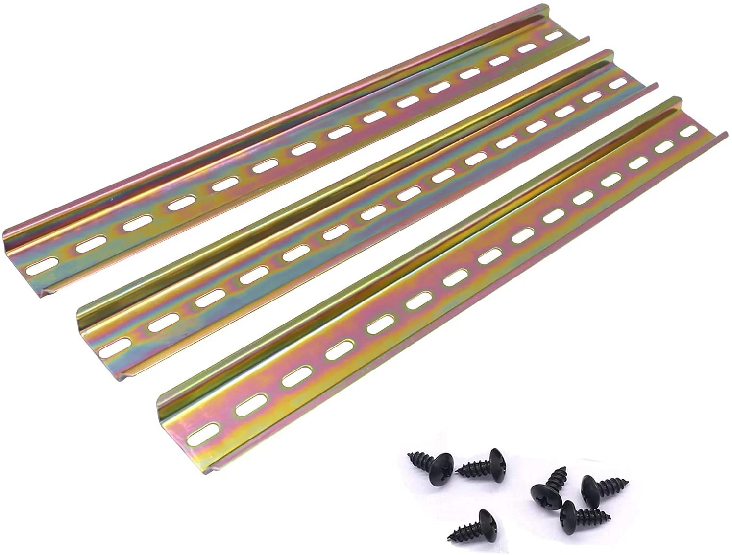 Taiss 3 pieces 30 cm DIN rail high-quality colour steel DIN rail, for distribution cabinet control cabinet, 35 mm wide, 7.5 mm high, 300 mm long, 300 mm / 12 inch G - Image 2