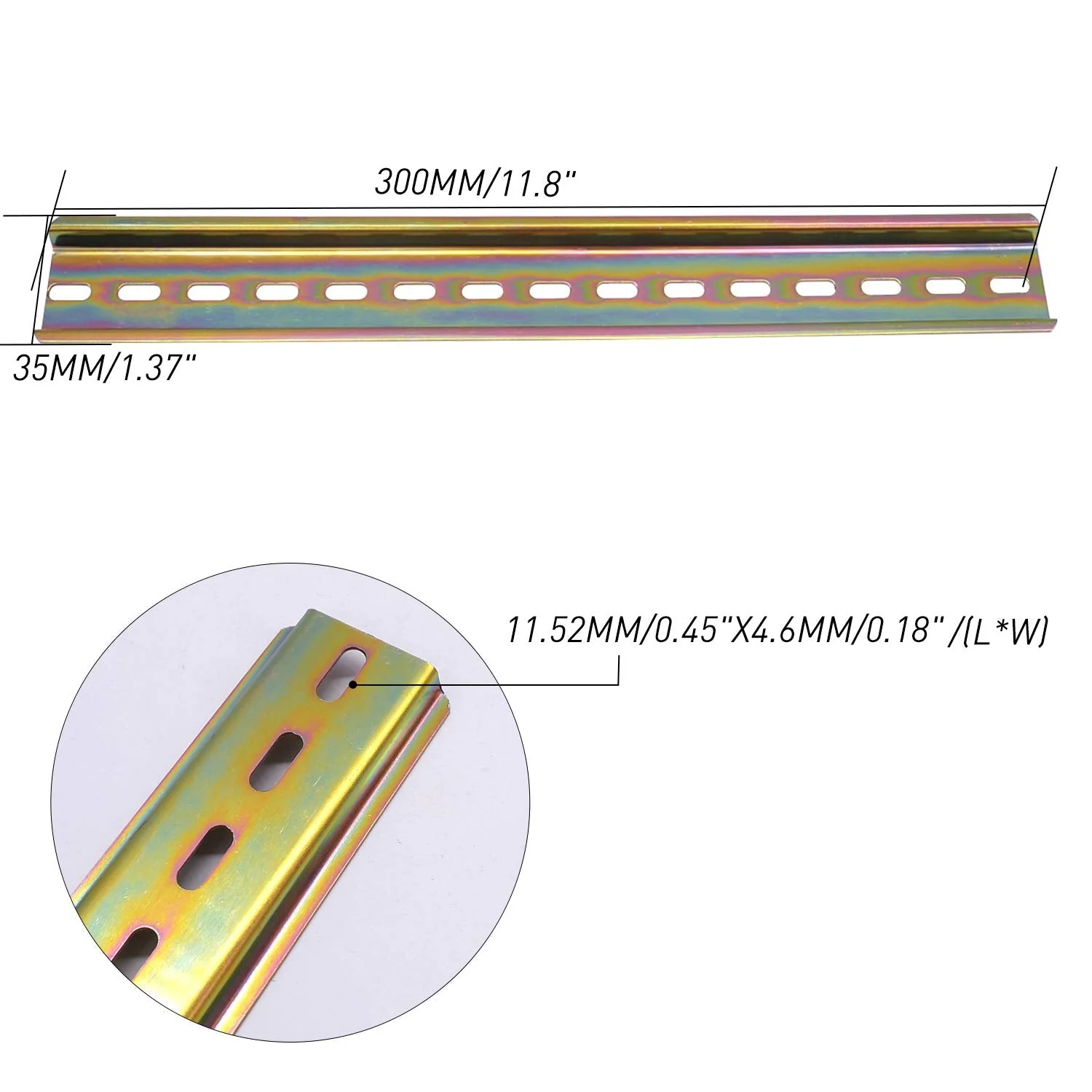 Taiss 3 pieces 30 cm DIN rail high-quality colour steel DIN rail, for distribution cabinet control cabinet, 35 mm wide, 7.5 mm high, 300 mm long, 300 mm / 12 inch G - Image 3