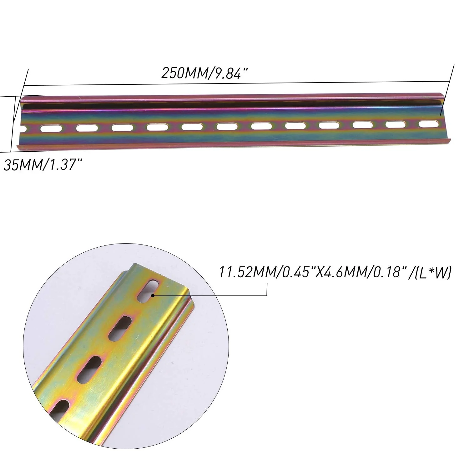 Taiss 3 x 25 cm DIN rail high-quality colour steel DIN rail for distribution cabinet control cabinet, 35 mm wide, 7.5 mm high, 250 mm long, 250 mm - Image 2