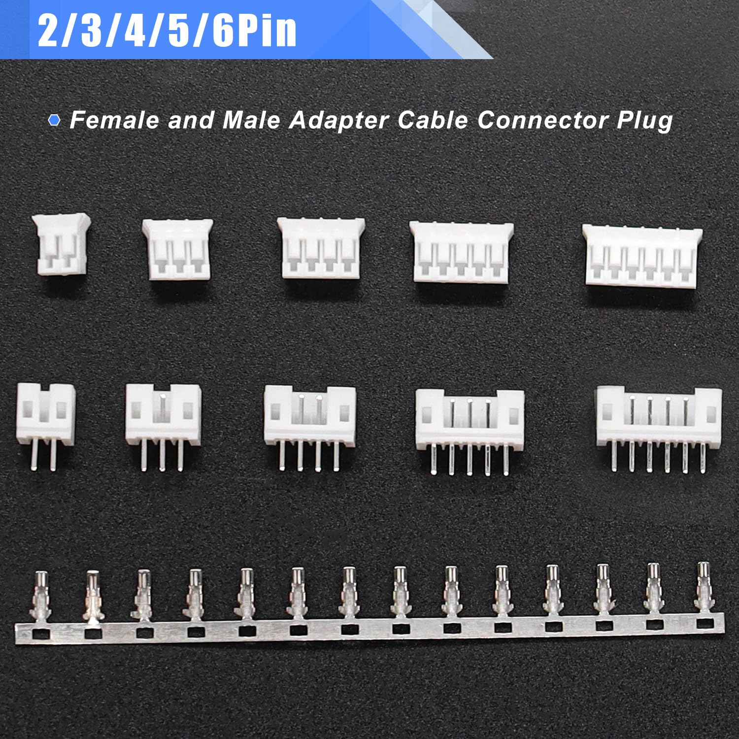 Taiss 580PCS JST PH Connector kit 2.0mm 2/3/4/5/6Pin Housing,Female and Male Adapter Cable Connector Plug,PH2.0mm Female Pin Connectors,JST Connector F-066-580PCS JST PH2.0mm Connector kit - Image 7