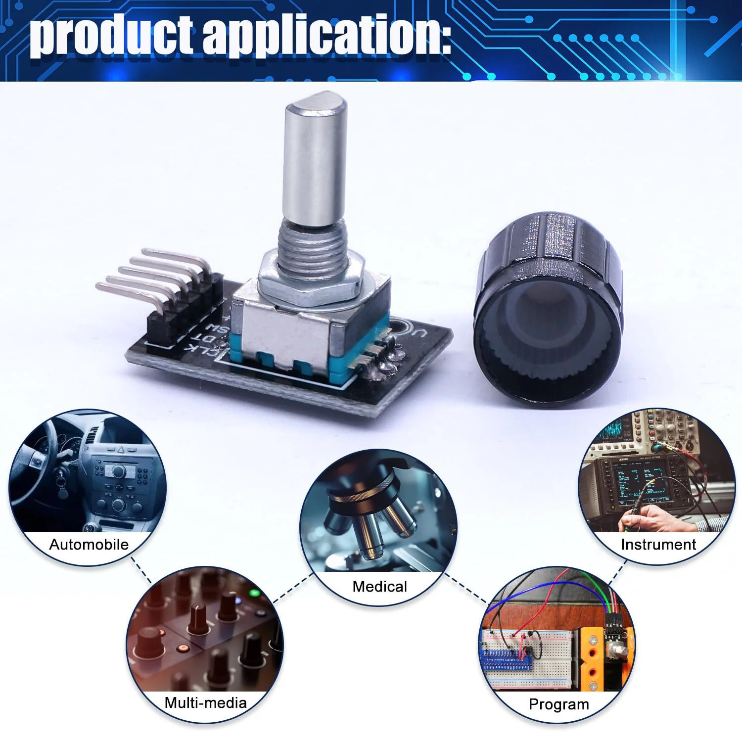 Taiss KY-040 Rotary Encoder Module KY-040 360 Degree Rotary Encoder Switch with Push Button for Automotive Electronics Multimedia Audio KY-040 Pack of 5 - Image 6