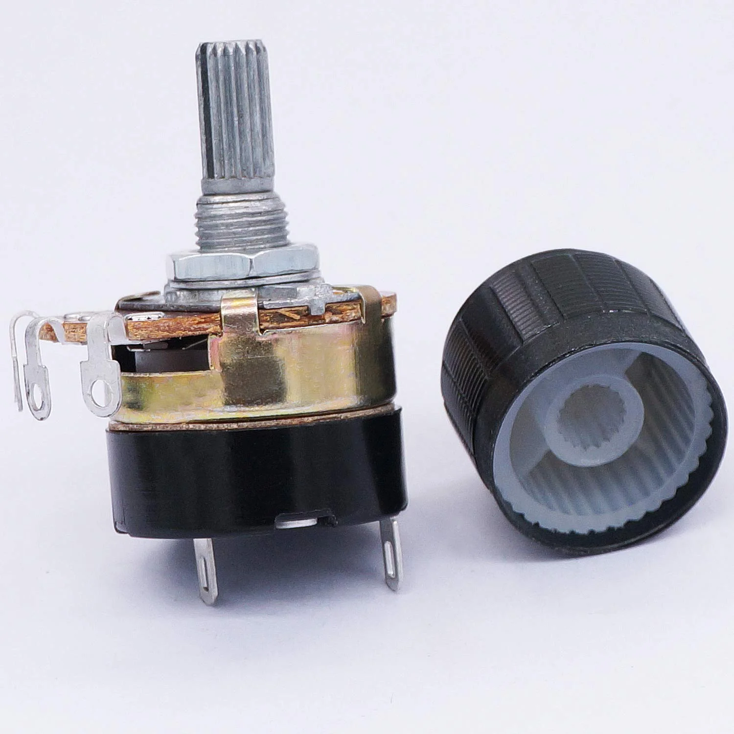 Taiss WH138 2 Pieces 10K Ohm Potentiometer Single Linear Cone Dimmer with Switch + 2 Pieces Black Aluminium Alloy Knob - Image 5