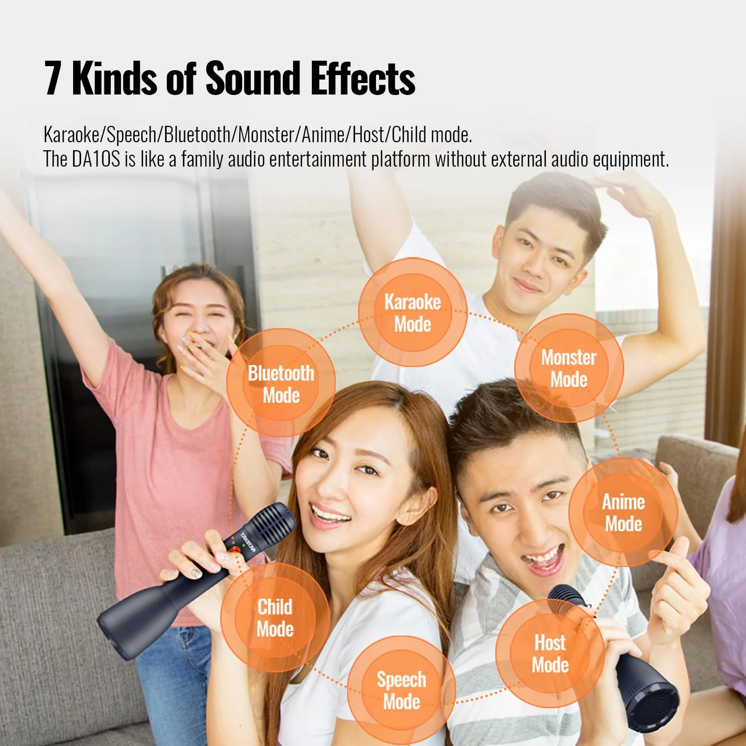 TAKSTAR 2-in-1 Bluetooth Wireless Handheld Microphone & Voice Amplifier, 7 Kinds Sound Effects, 10W Portable Mic Speaker for Karaoke Meeting Outdoor Teacher Speech Party -DA10S(Con't Connect Speaker) DA10S - Image 4