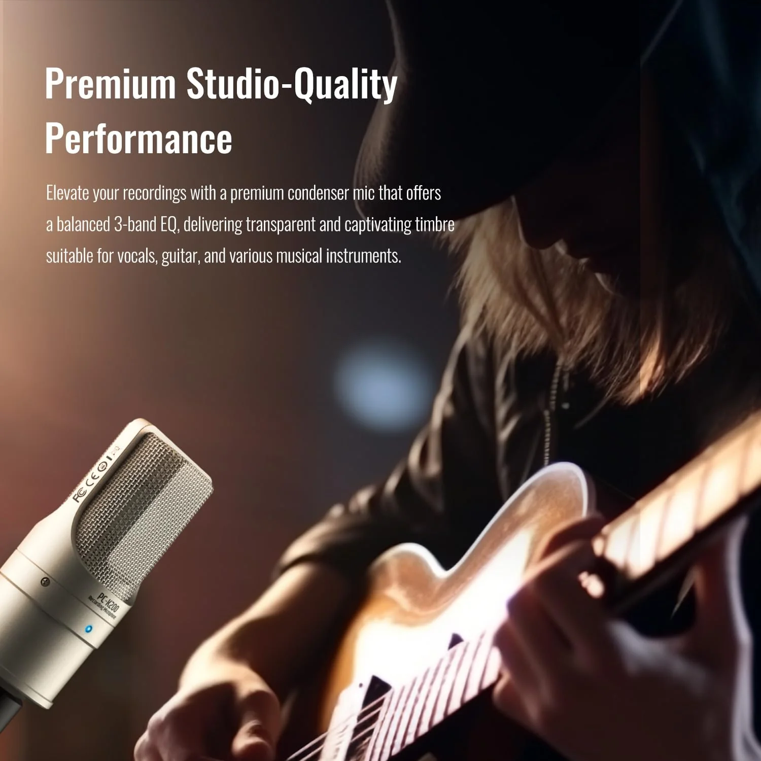 TAKSTAR XLR Condenser Microphone, PC-K200 II Recording Cardioid Mic with Ultra-Low Self-Noise, Balanced Sound, Power Indicator, Studio Singing Microphone for Live Streaming, Gaming, Broadcast - Image 4