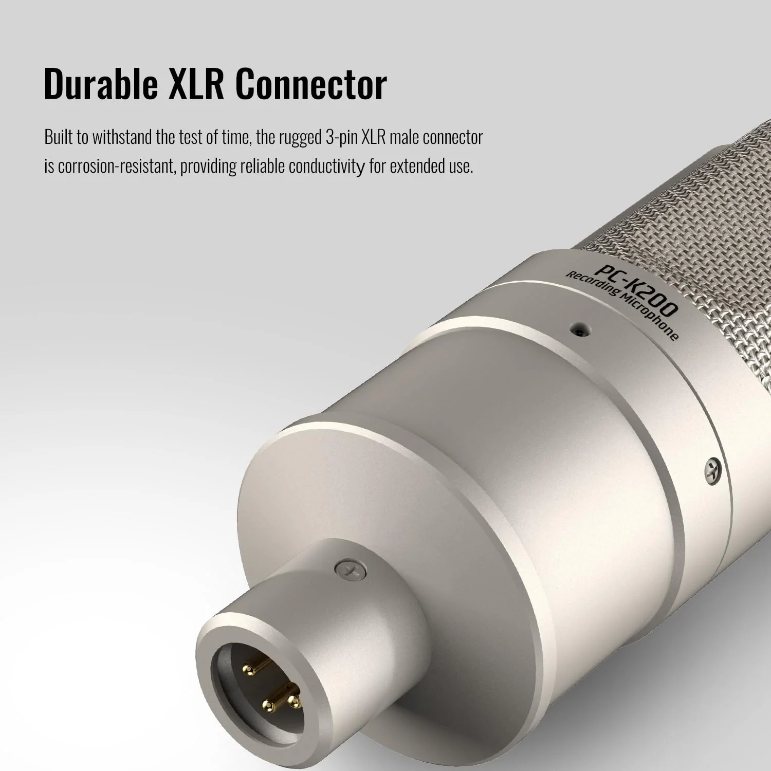 TAKSTAR XLR Condenser Microphone, PC-K200 II Recording Cardioid Mic with Ultra-Low Self-Noise, Balanced Sound, Power Indicator, Studio Singing Microphone for Live Streaming, Gaming, Broadcast - Image 6