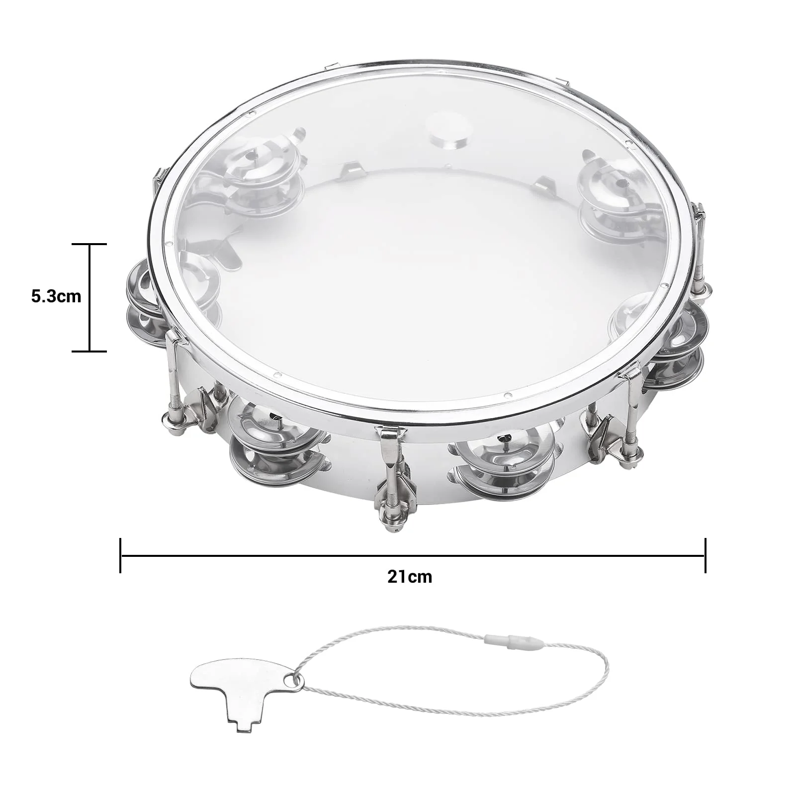 Tambourine, Handbell, Jingle Bell Double Row Metal Cymbals Drum Instrument, Handheld Percussion for Dancing, Singing, Karaoke, Music Class (8-inch) 8-inch - Image 5