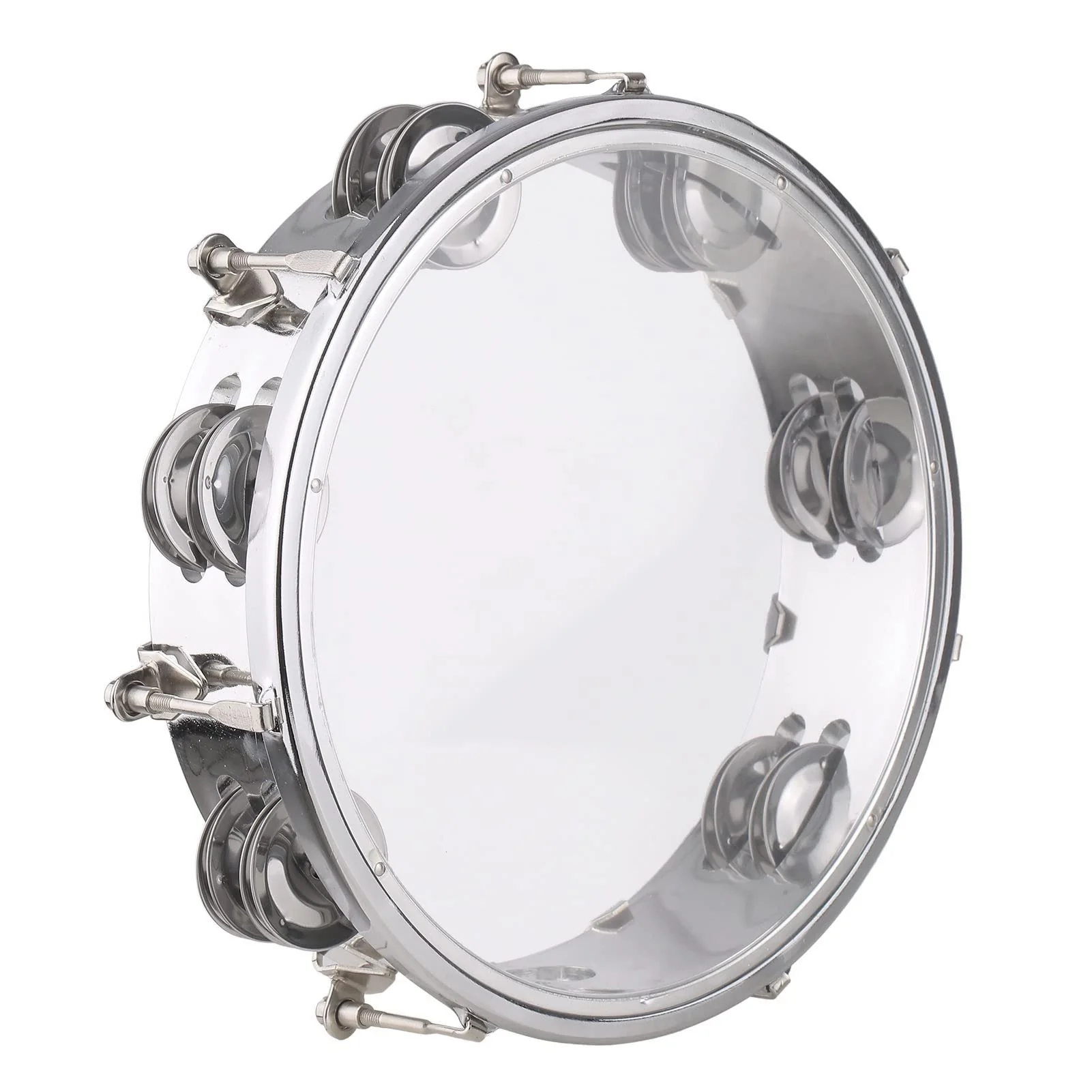 Tambourine, Handbell, Jingle Bell Double Row Metal Cymbals Drum Instrument, Handheld Percussion for Dancing, Singing, Karaoke, Music Class (8-inch) 8-inch - Image 8