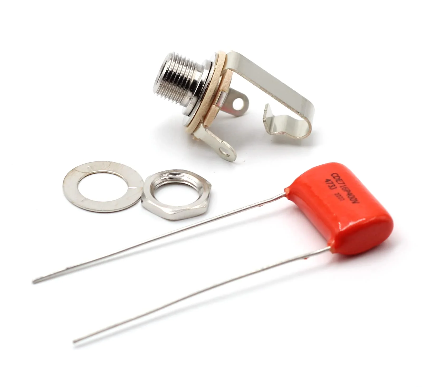 TAOT Precision Bass Wiring Kit - TAOT Custom 250kΩ Solid, .047 OD Cap - P-Bass Clear Stamping - Image 4